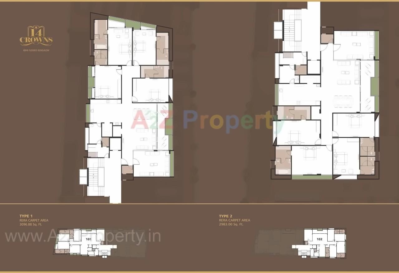 Layout of real estate project 14 Crowns located at Gulbai-tekra, Ahmedabad, Gujarat