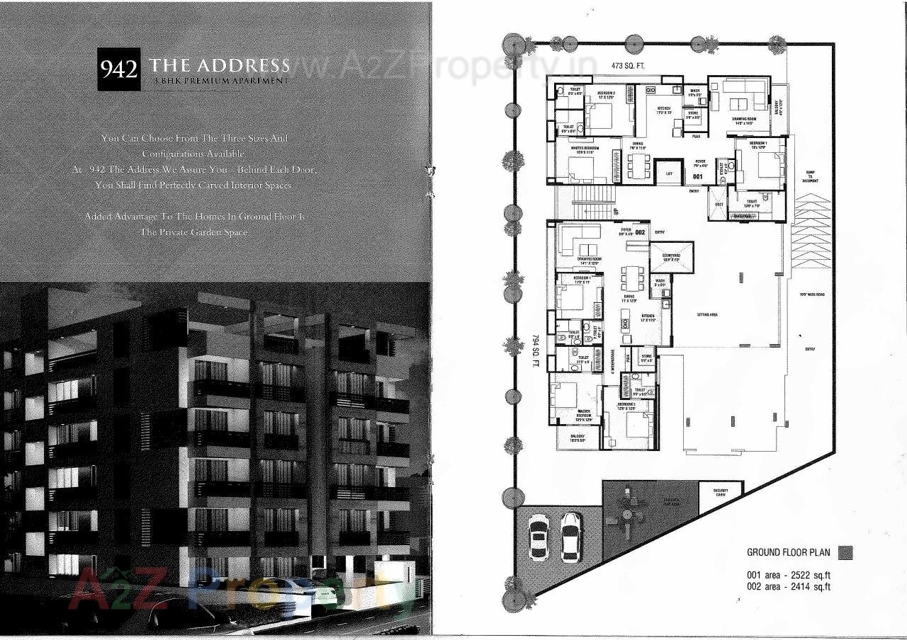 Layout of real estate project 942 The Address located at Paldi, Ahmedabad, Gujarat