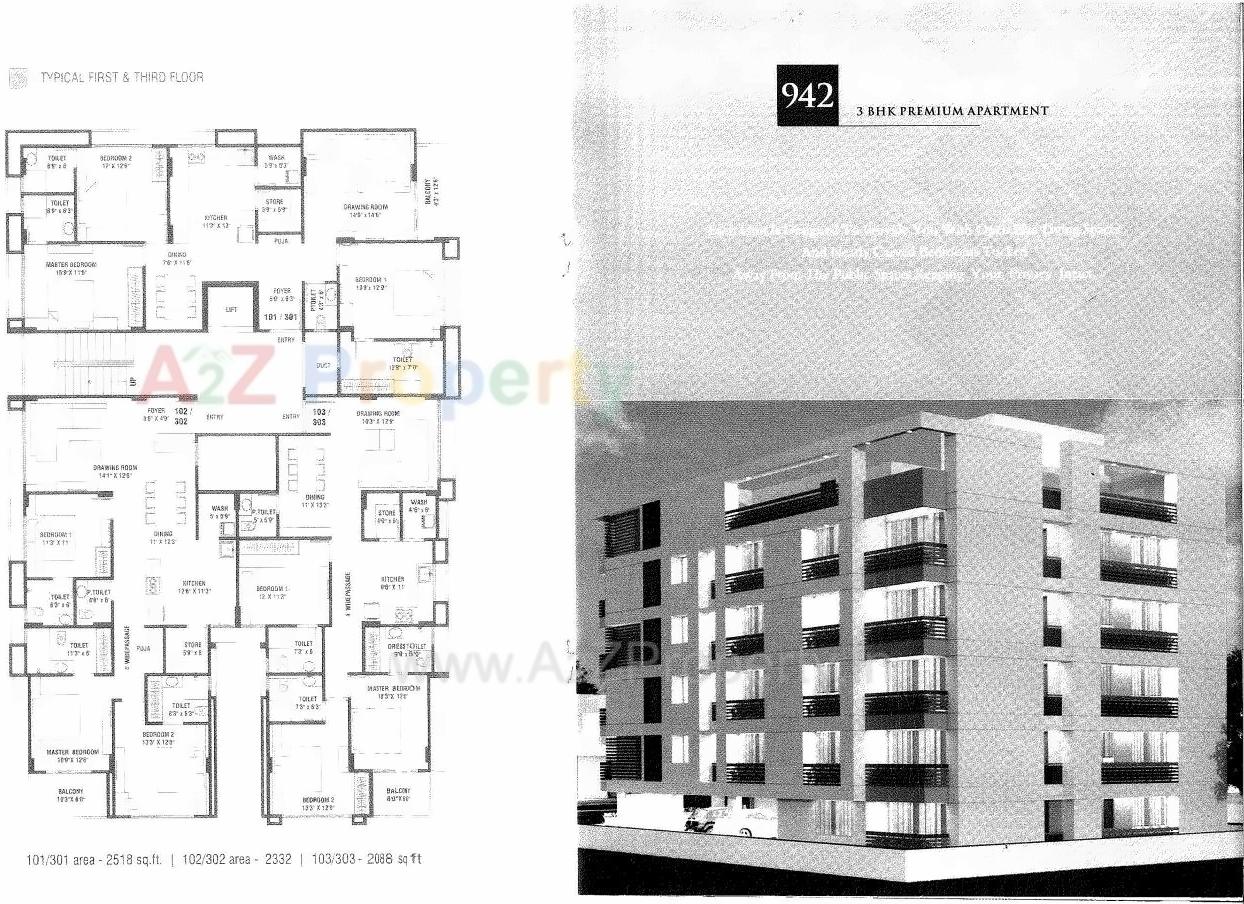 Layout of real estate project 942 The Address located at Paldi, Ahmedabad, Gujarat