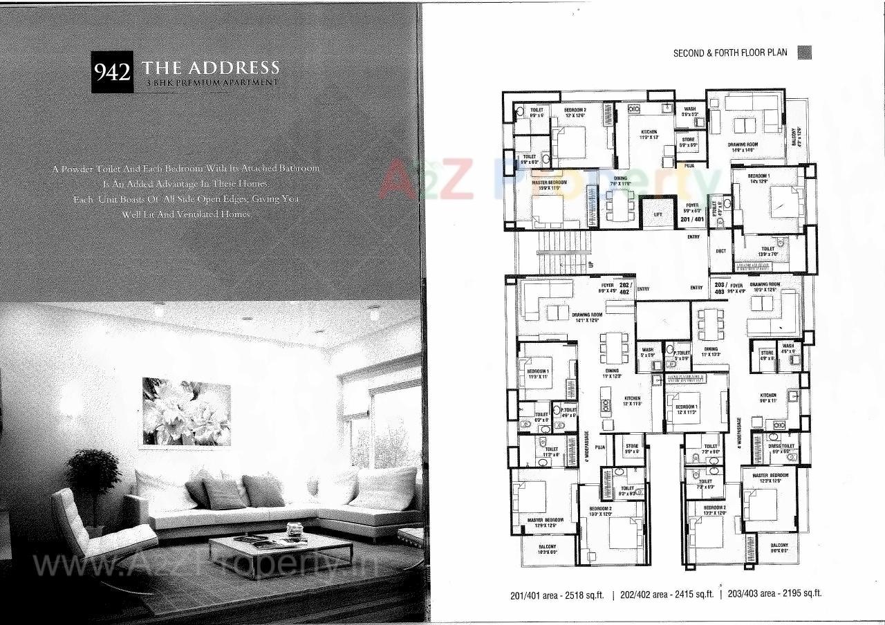 Layout of real estate project 942 The Address located at Paldi, Ahmedabad, Gujarat