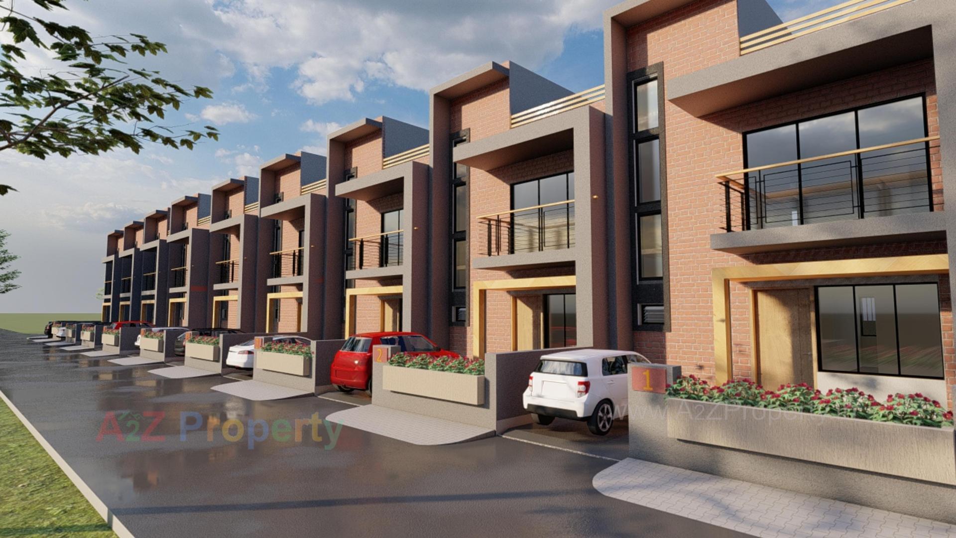 3D Elevation of real estate project Aangan Bunglows located at Sanand, Ahmedabad, Gujarat