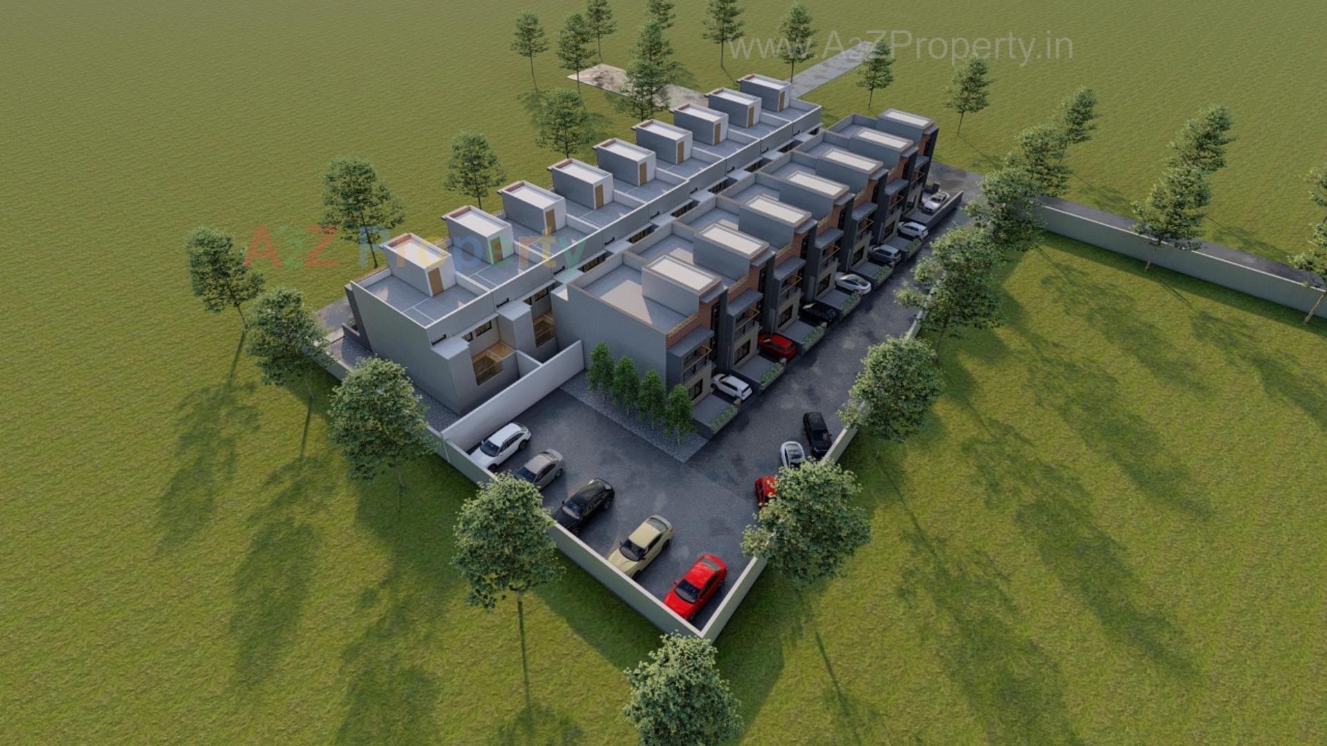 3D Elevation of real estate project Aangan Bunglows located at Sanand, Ahmedabad, Gujarat