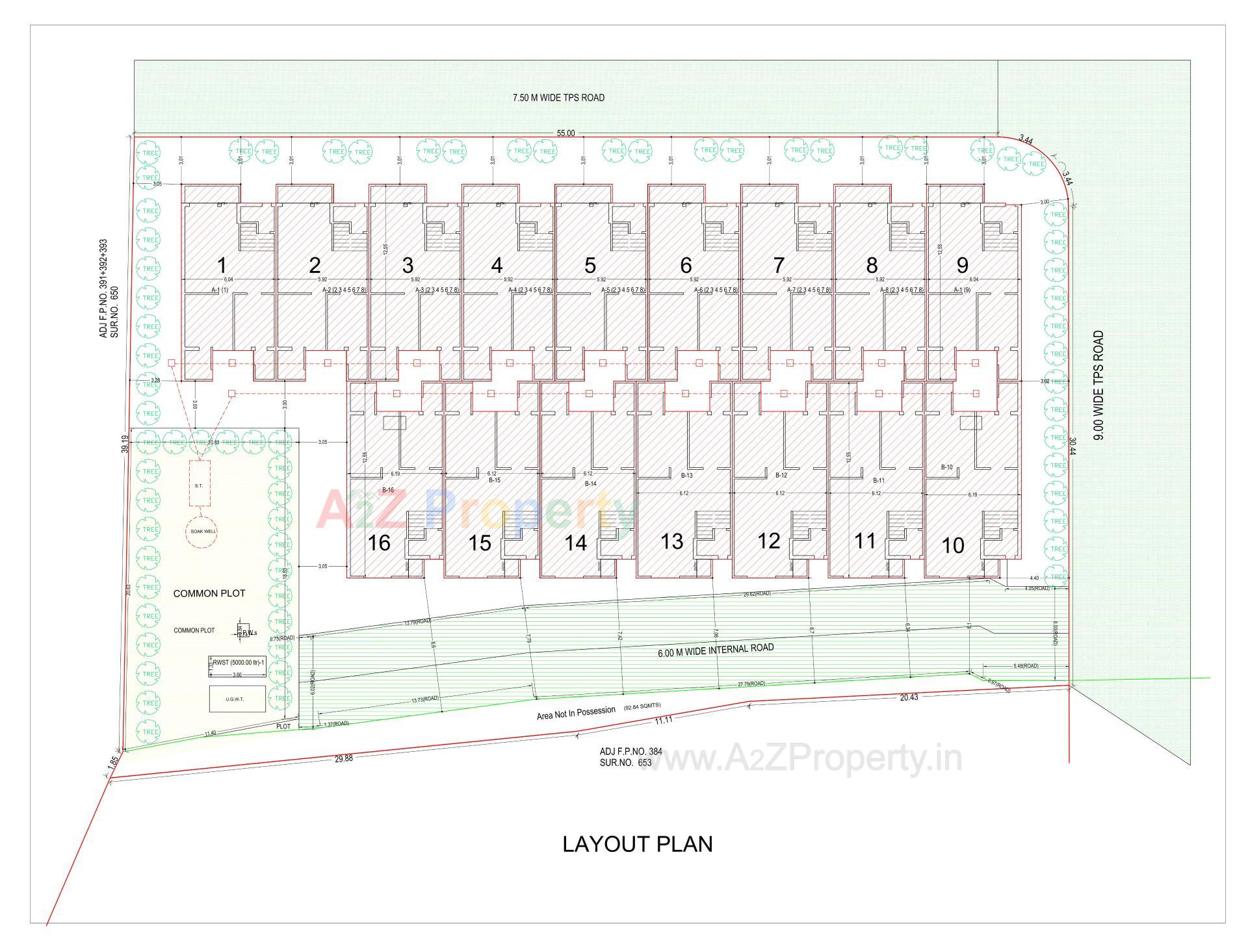 Layout of real estate project Aangan Bunglows located at Sanand, Ahmedabad, Gujarat