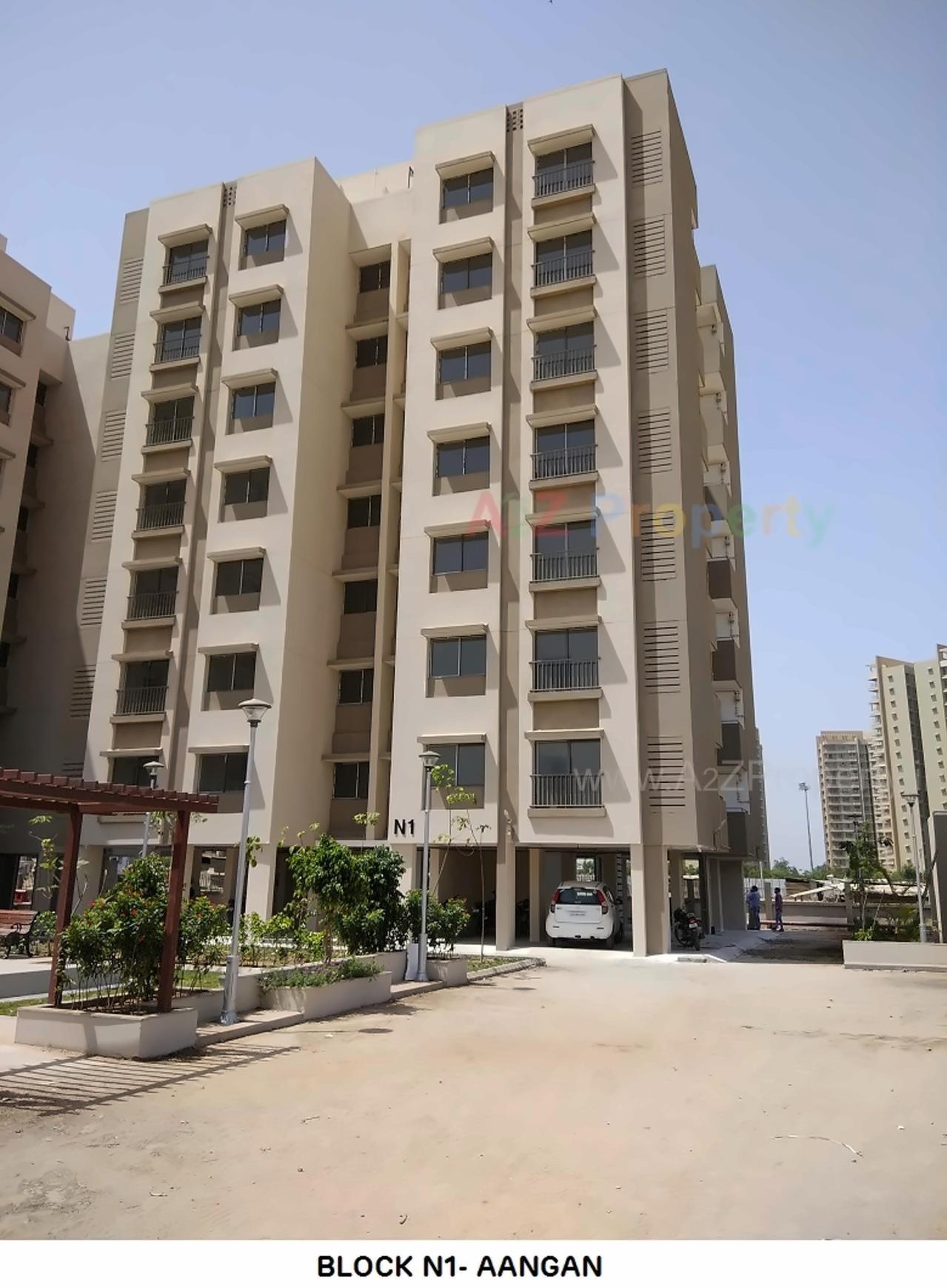 3D Elevation of real estate project Aangan (tower  I, J, K, N) located at Khoraj, Ahmedabad, Gujarat