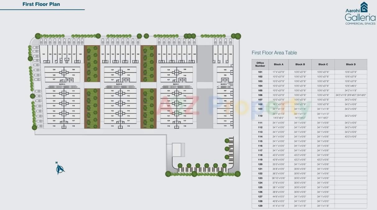 Layout of real estate project Aarohi Galleria located at Bopal, Ahmedabad, Gujarat