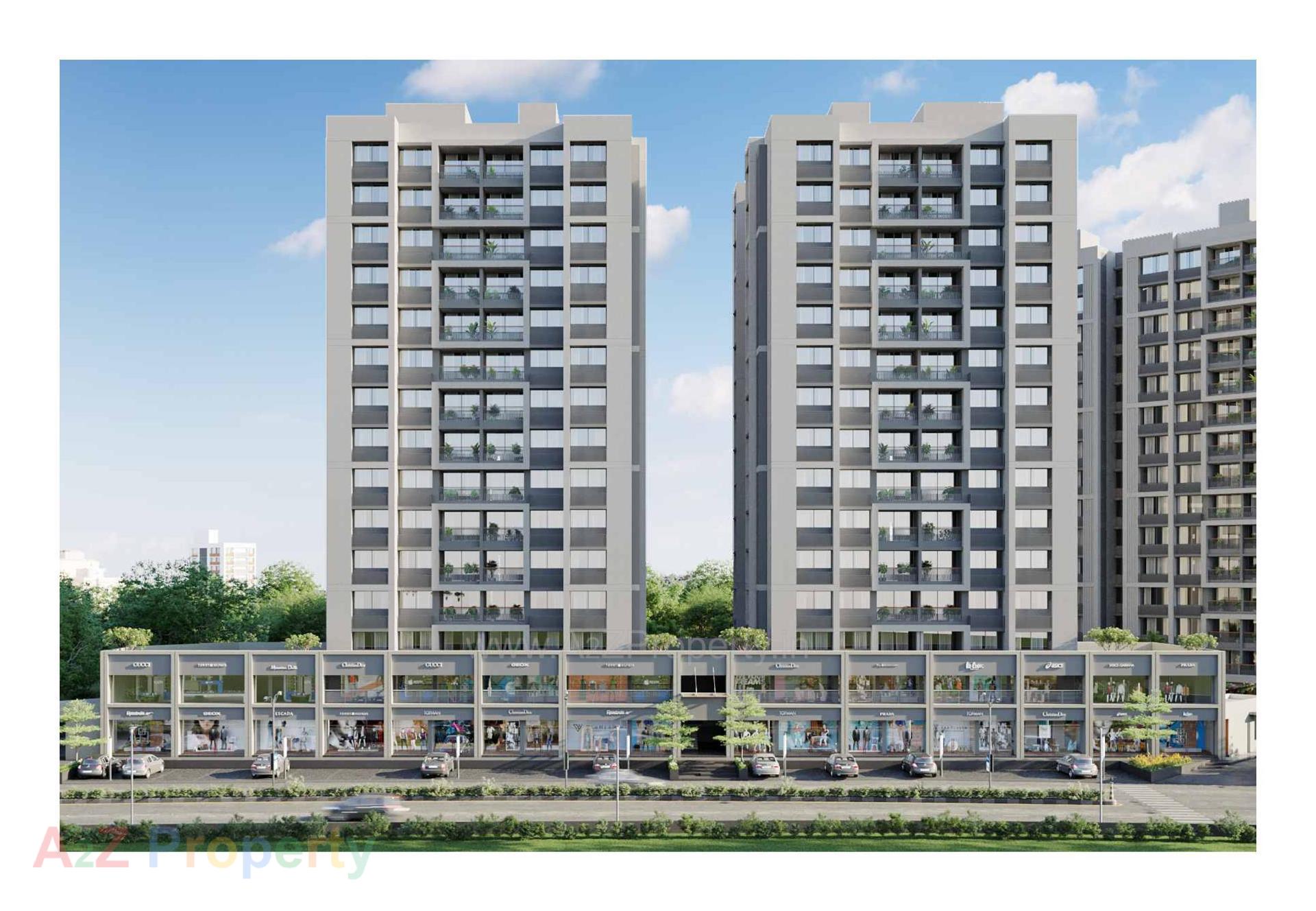 3D Elevation of real estate project Aarohi Vivianna located at Ghuma, Ahmedabad, Gujarat