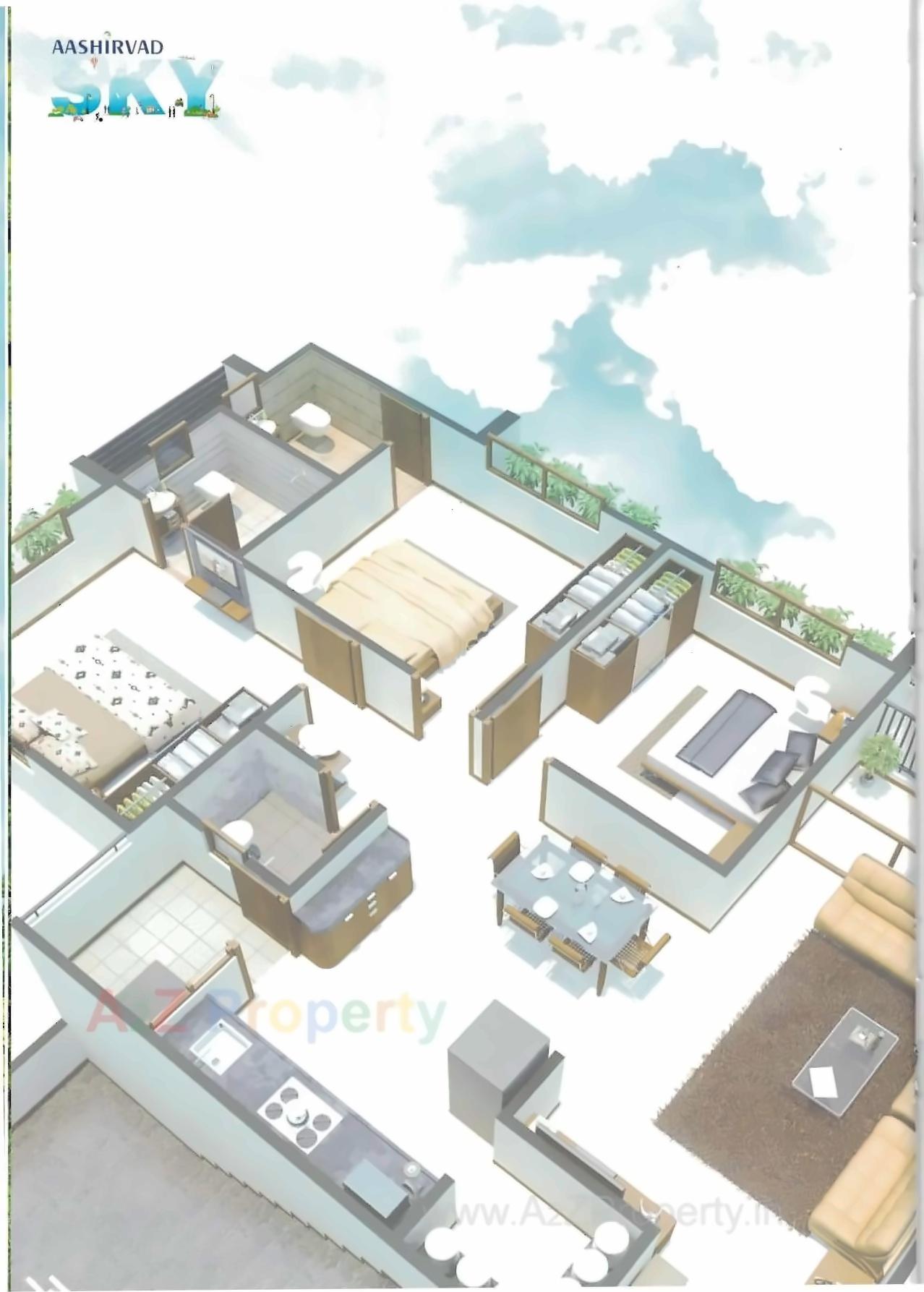 3D Elevation of real estate project Aashirvad Sky located at Vasna, Ahmedabad, Gujarat