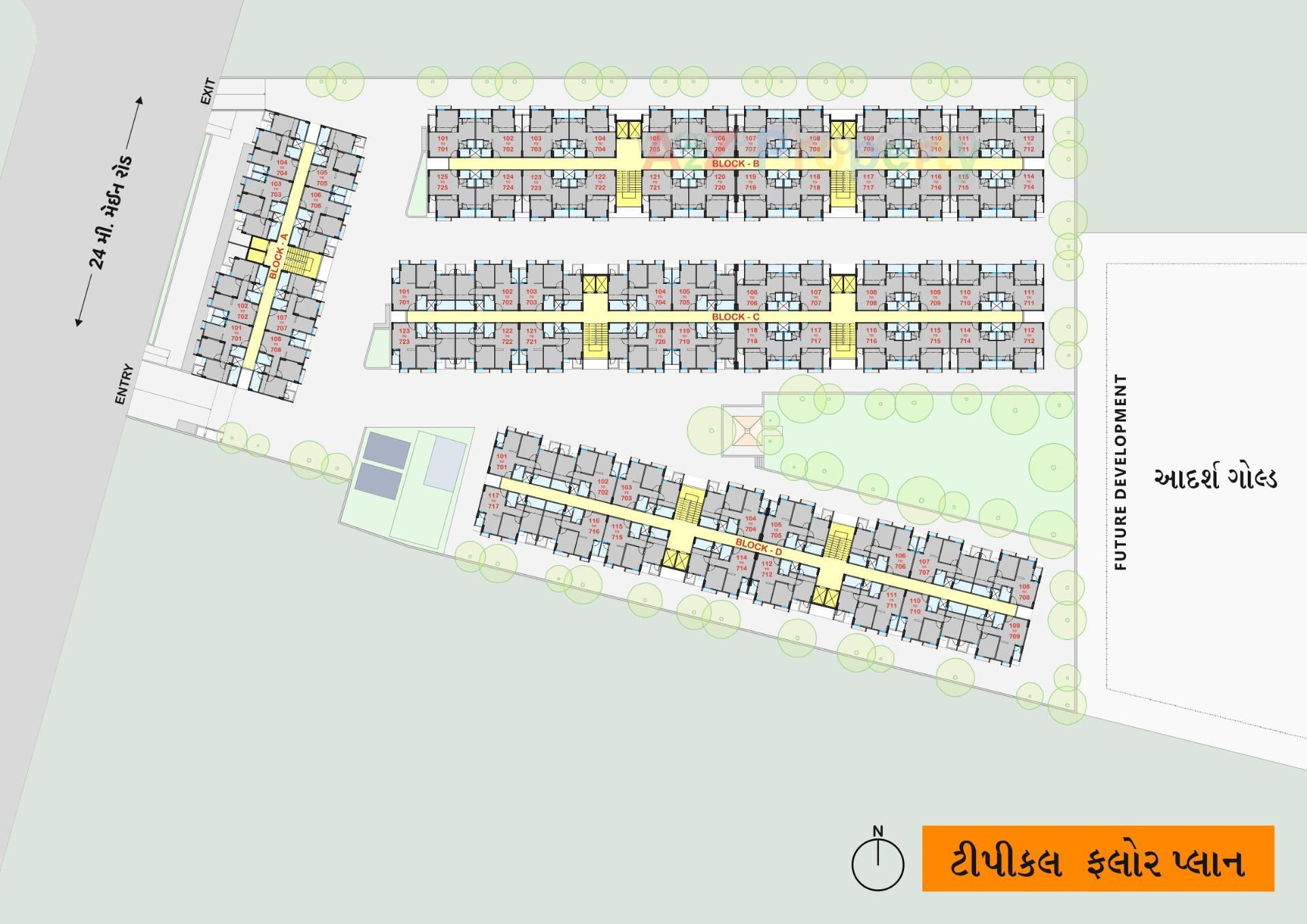 Layout of real estate project Adarsh Homes located at Vatva, Ahmedabad, Gujarat