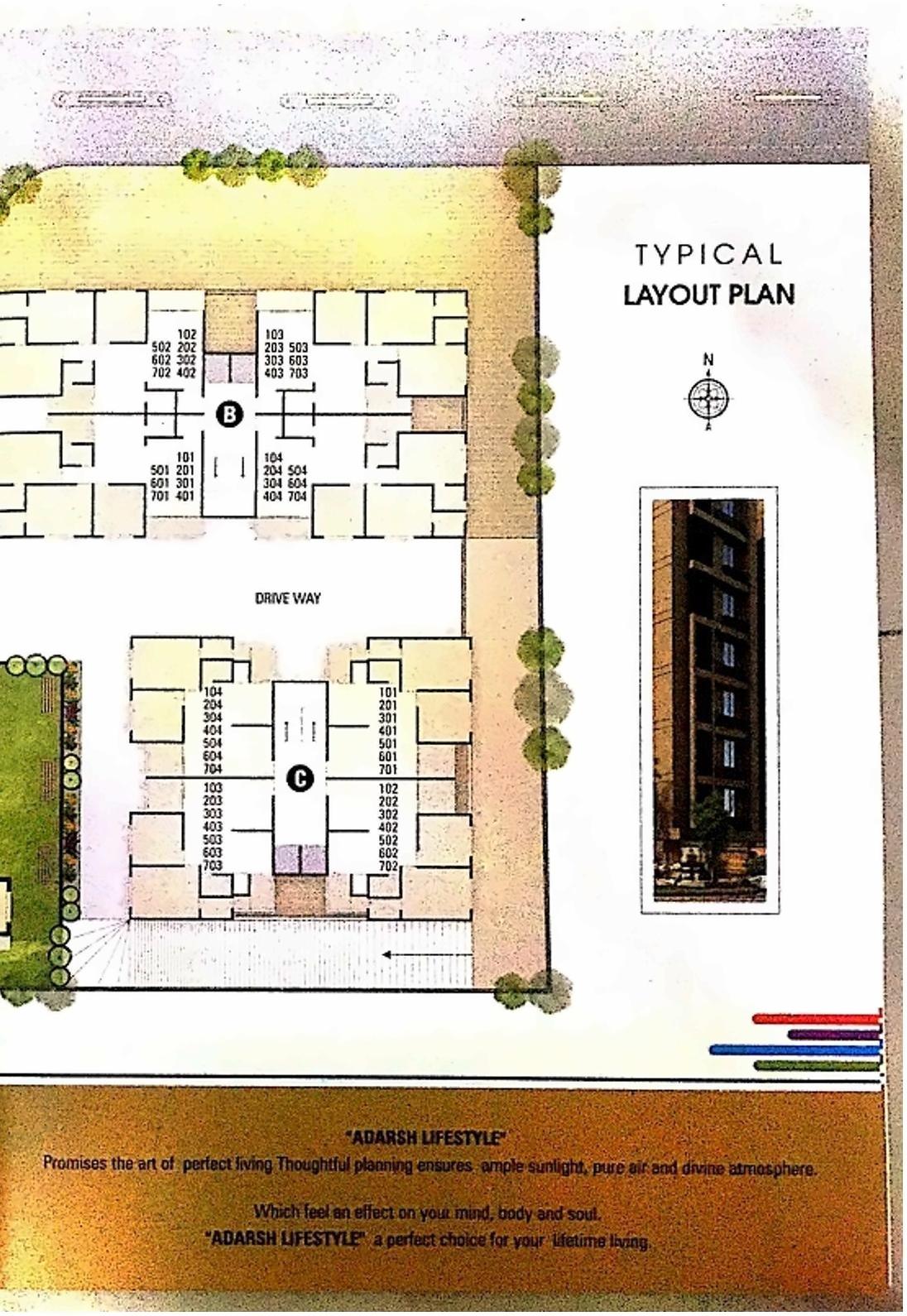 Layout of real estate project Adarsh Life Style located at Nikol, Ahmedabad, Gujarat