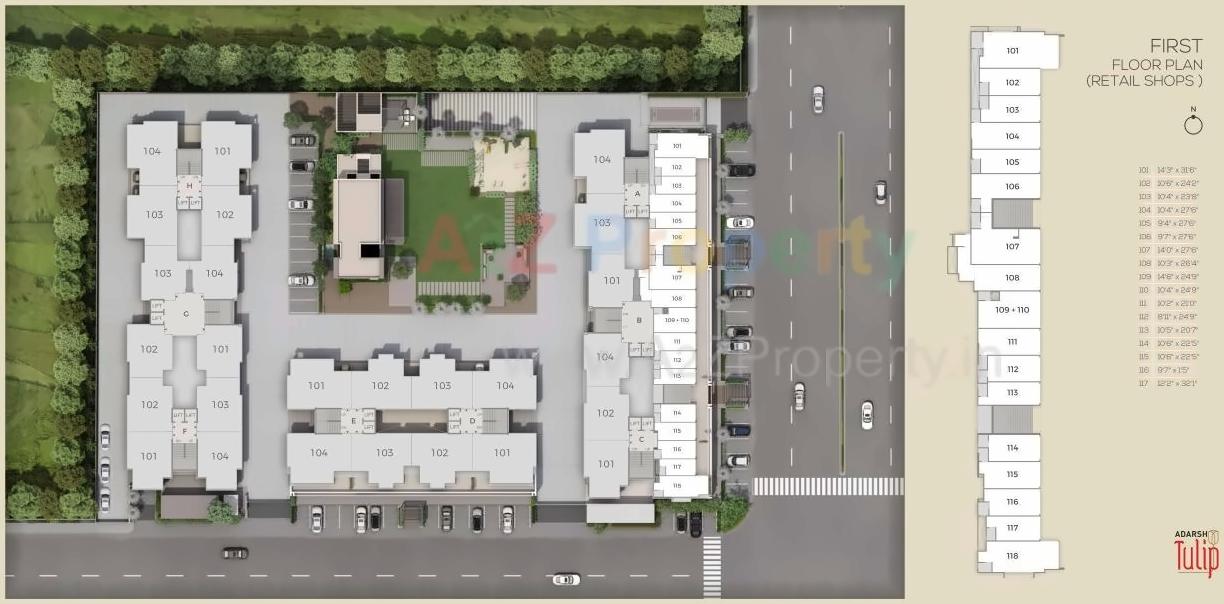 Layout of real estate project Adarsh Tulip Skyview located at Vatva, Ahmedabad, Gujarat