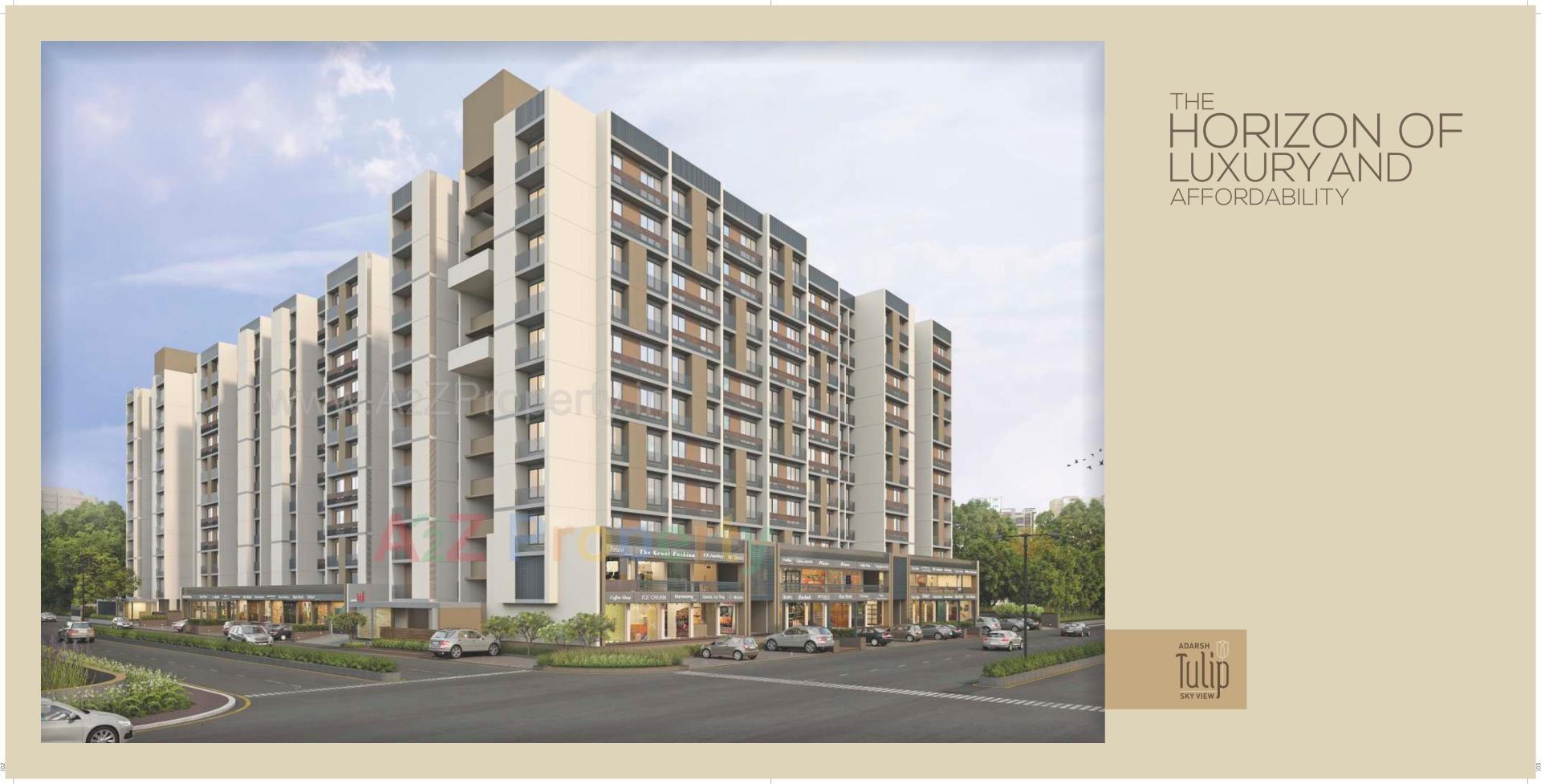 3D Elevation of real estate project Adarsh Tulip Skyview located at Vatva, Ahmedabad, Gujarat