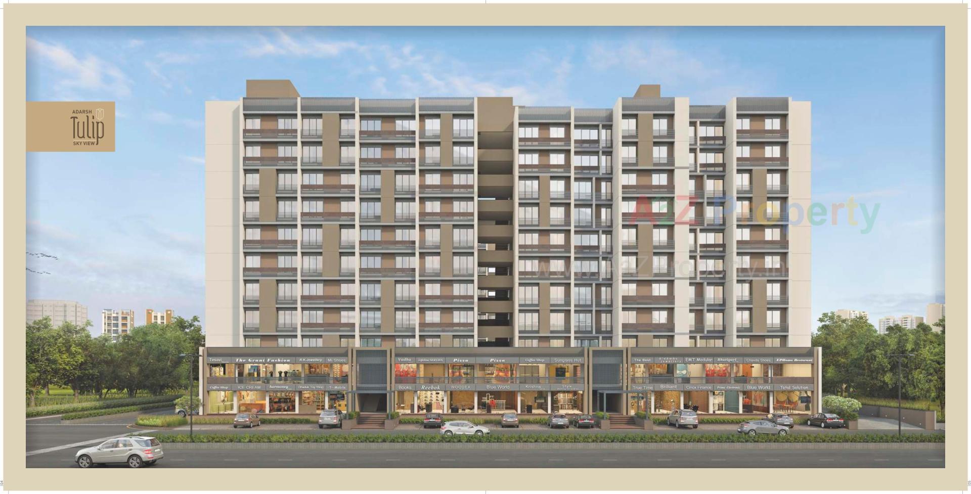 3D Elevation of real estate project Adarsh Tulip Skyview located at Vatva, Ahmedabad, Gujarat