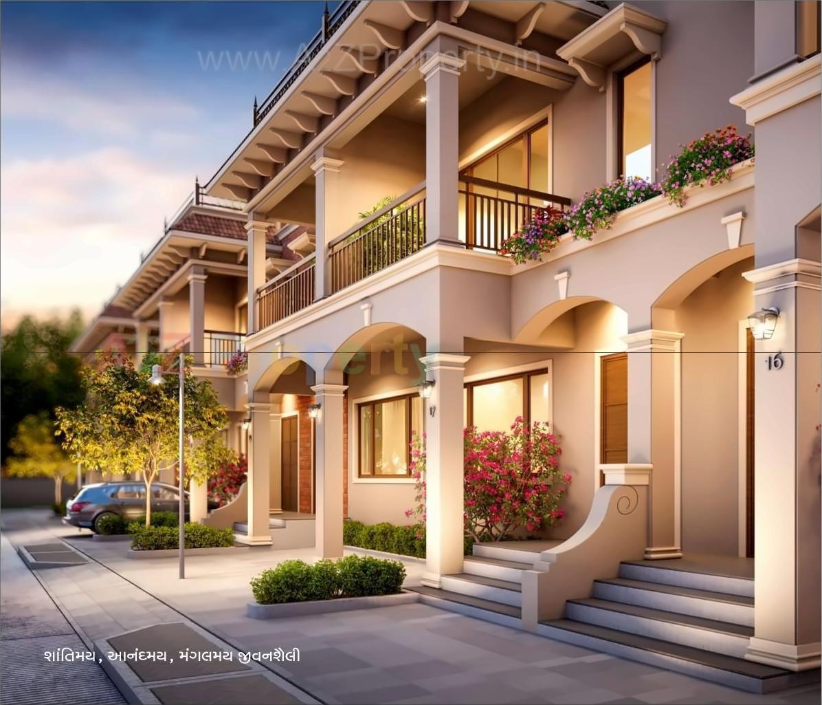 3D Elevation of real estate project Adhishthan Bungalow located at Hanspura, Ahmedabad, Gujarat