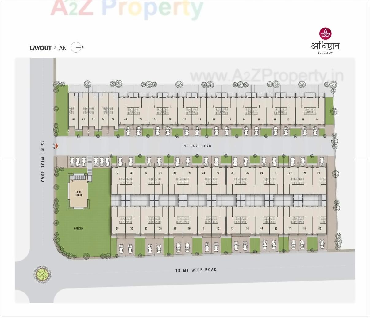 Layout of real estate project Adhishthan Bungalow located at Hanspura, Ahmedabad, Gujarat