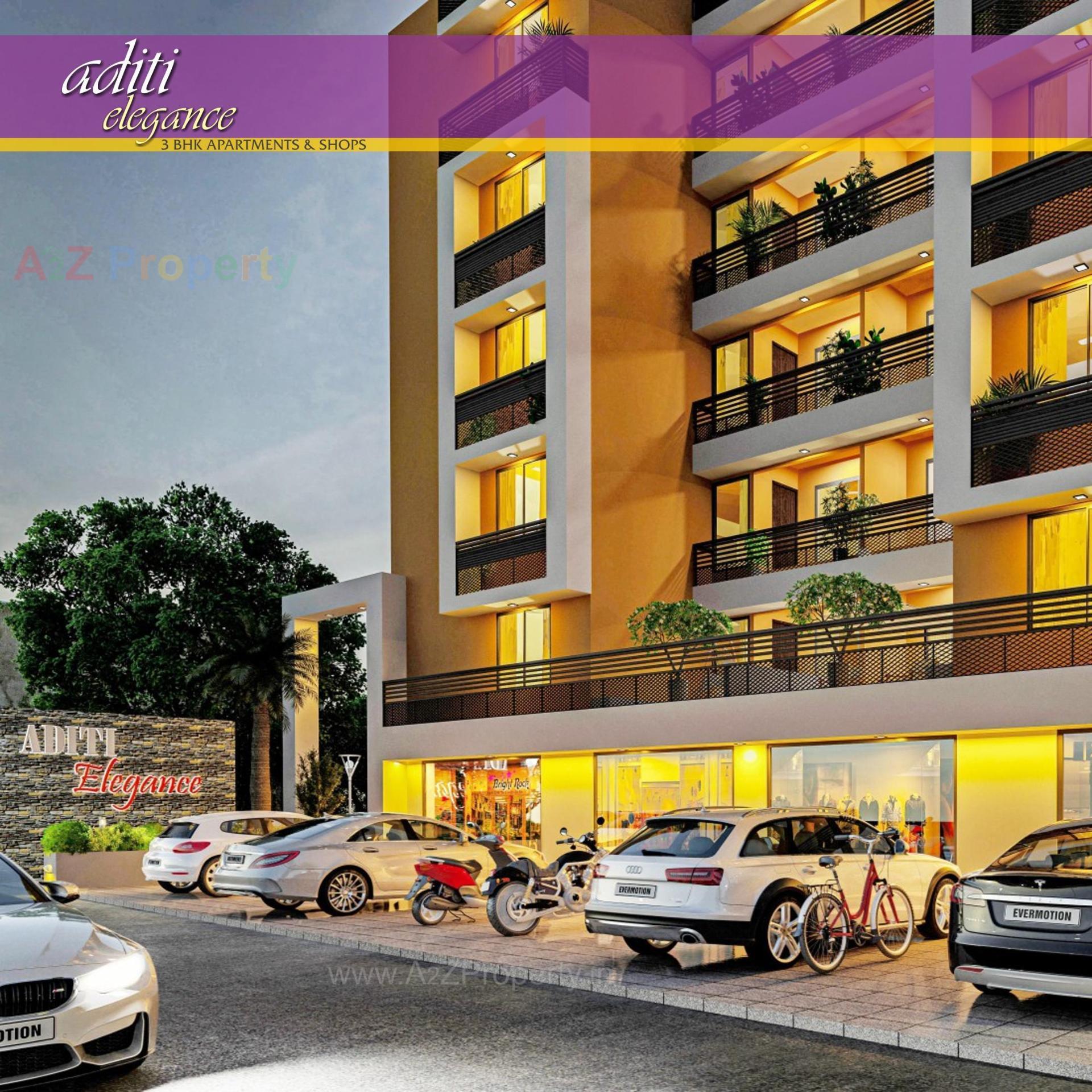 3D Elevation of real estate project Aditi Elegance located at Tragad, Ahmedabad, Gujarat