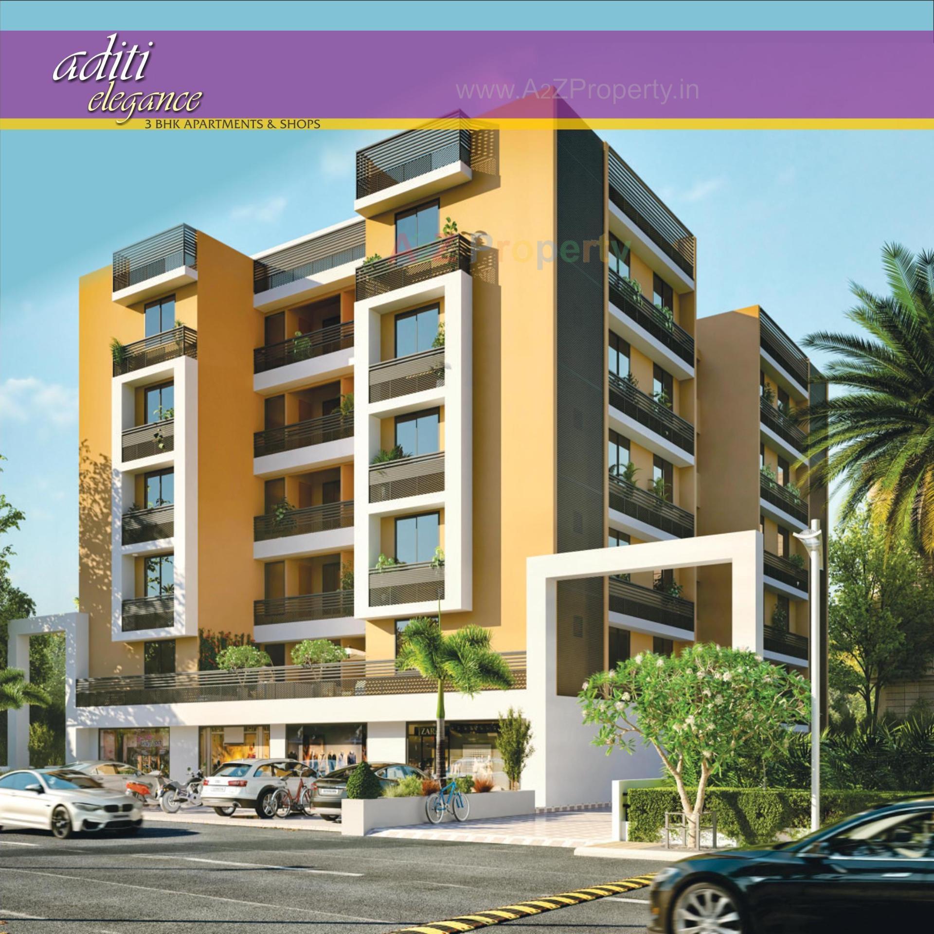 3D Elevation of real estate project Aditi Elegance located at Tragad, Ahmedabad, Gujarat