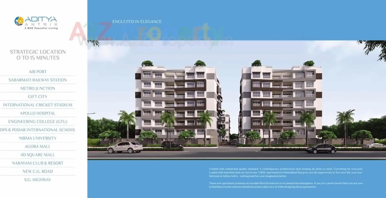 3D Elevation of real estate project Aditya Antrix located at Chandkheda, Ahmedabad, Gujarat