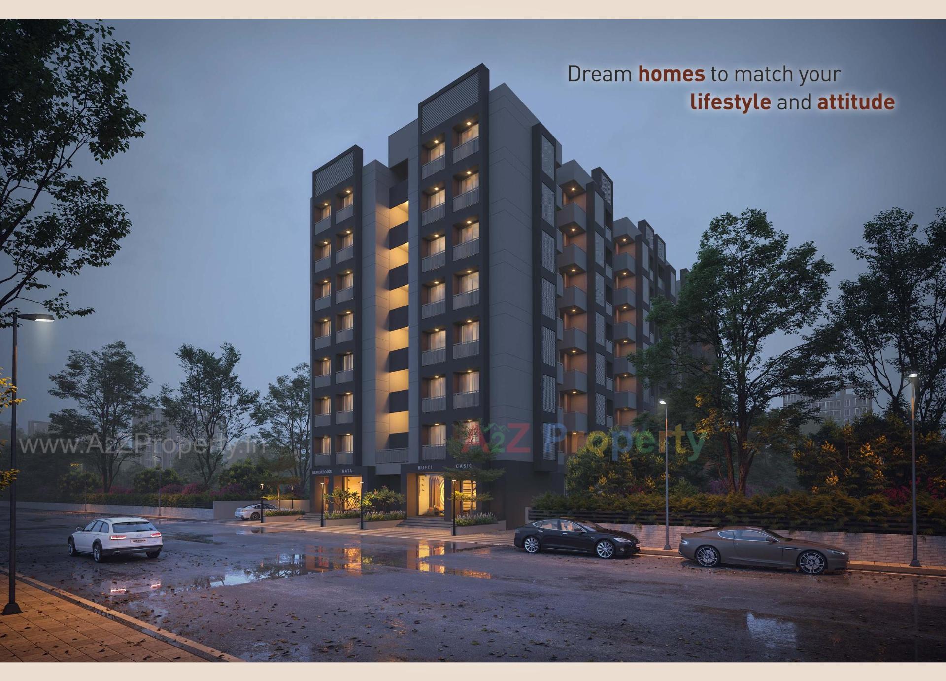 3D Elevation of real estate project Ahmed Avenue located at Sarkhej, Ahmedabad, Gujarat