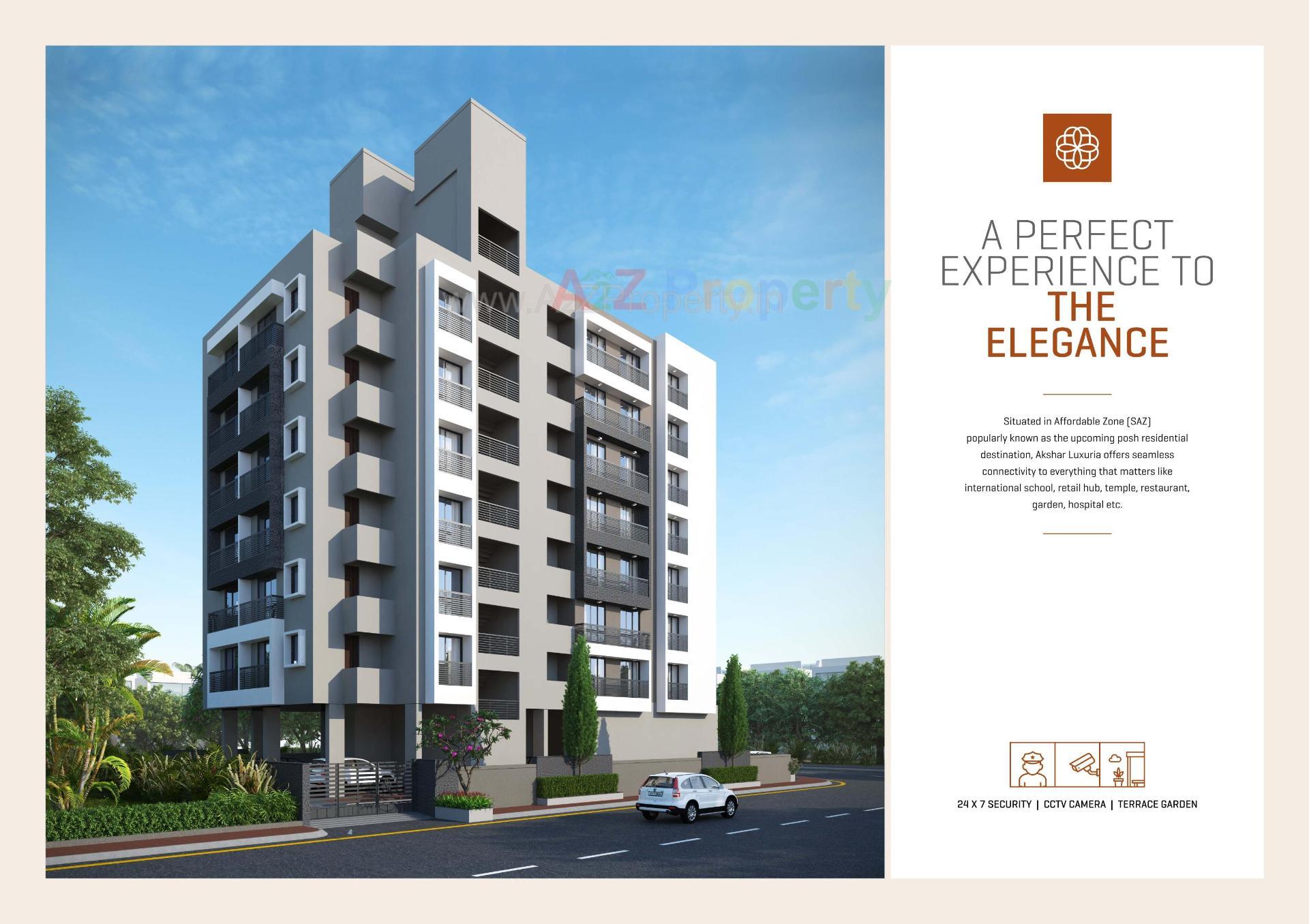 3D Elevation of real estate project Akshar Luxuria located at Ghuma, Ahmedabad, Gujarat