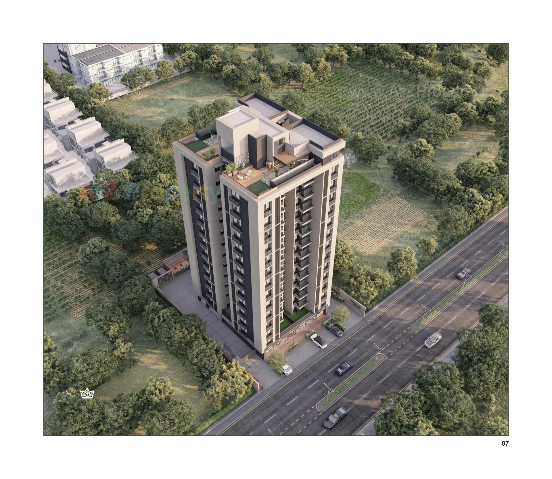 3D Elevation of real estate project Aksharth Elegance located at Tragad, Ahmedabad, Gujarat