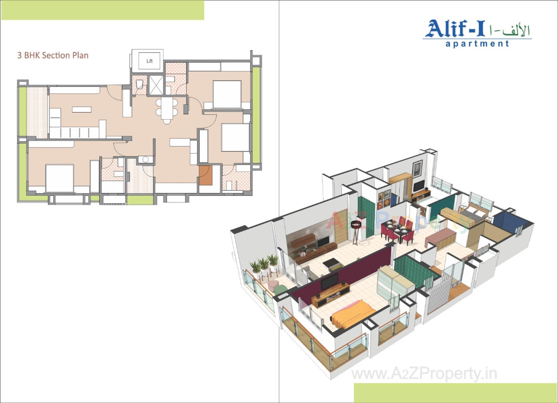 Layout of real estate project Alif Appartment located at Ahmedabad, Ahmedabad, Gujarat