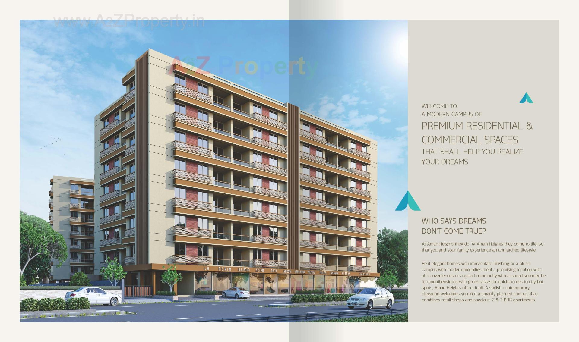 3D Elevation of real estate project Aman Heights located at Chiloda, Ahmedabad, Gujarat