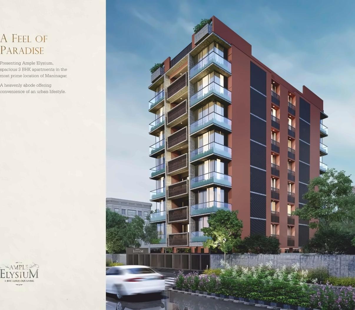 3D Elevation of real estate project Ample Elysium located at Rajpur-hirpur, Ahmedabad, Gujarat