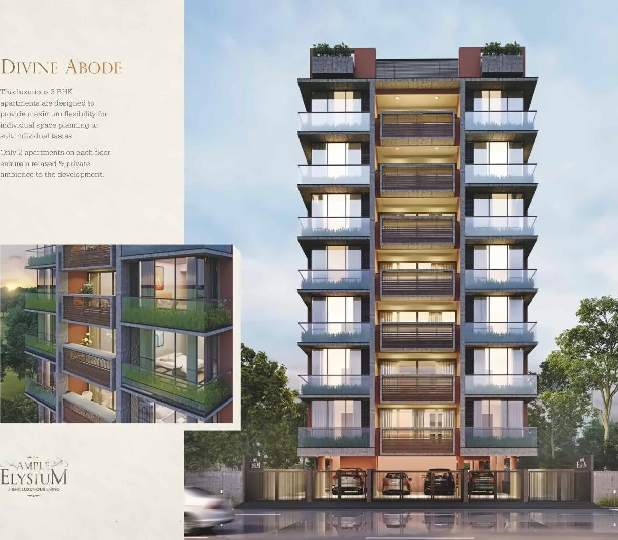3D Elevation of real estate project Ample Elysium located at Rajpur-hirpur, Ahmedabad, Gujarat