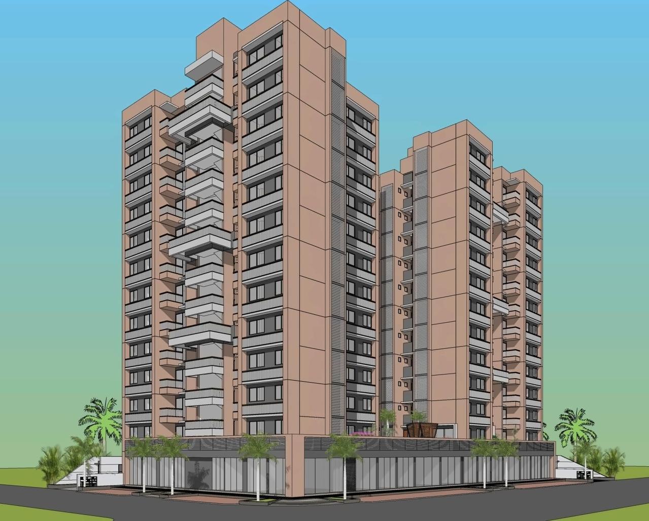 3D Elevation of real estate project Anand Elegance located at Ghuma, Ahmedabad, Gujarat