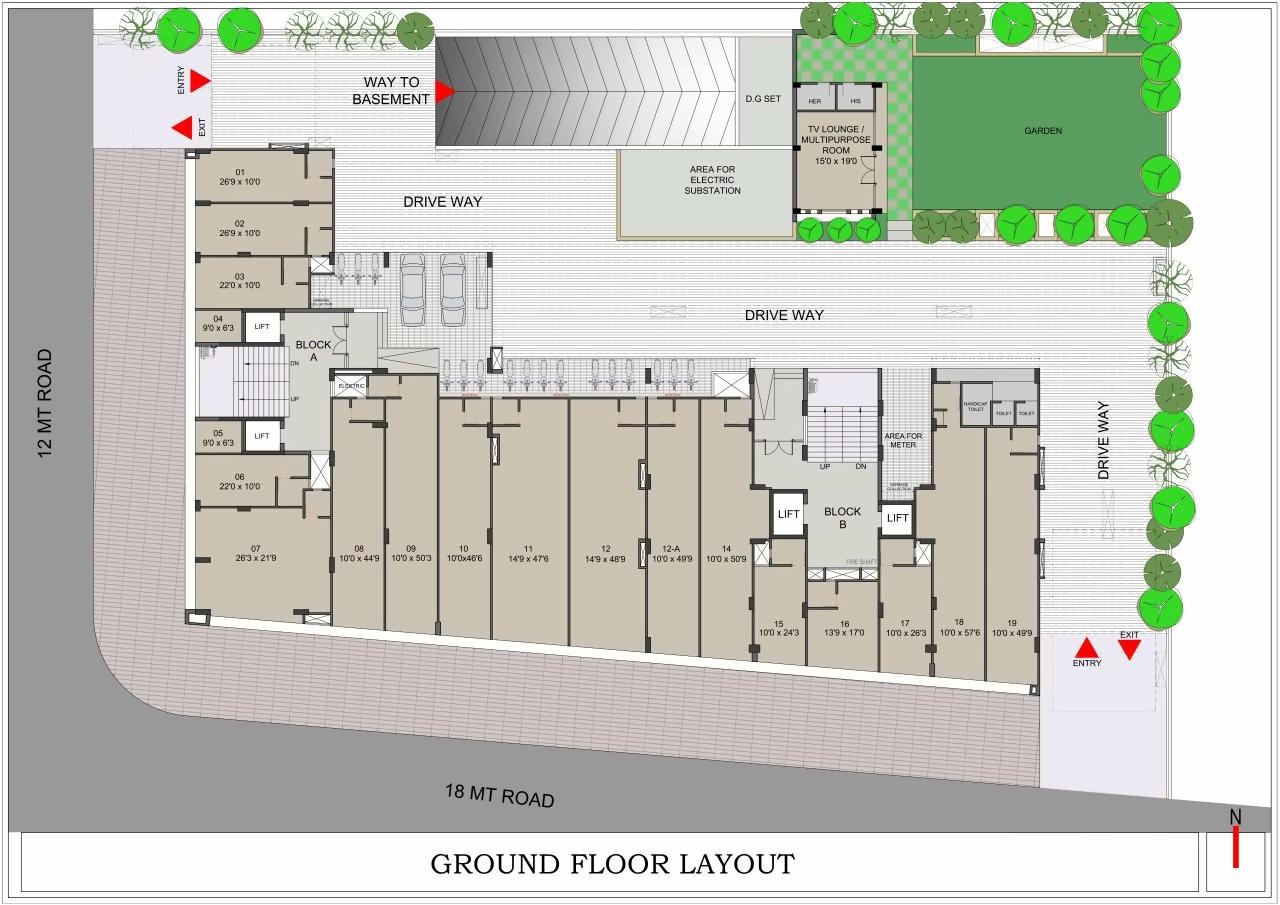 Layout of real estate project Anand Elegance located at Ghuma, Ahmedabad, Gujarat