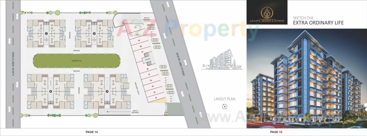 Layout of real estate project Ananta Greens Elysium located at Nikol, Ahmedabad, Gujarat