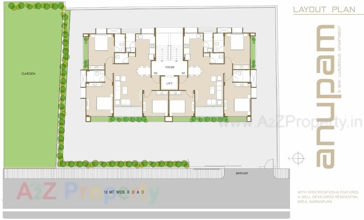 Layout of real estate project Anupam Apartment located at Memnagar, Ahmedabad, Gujarat