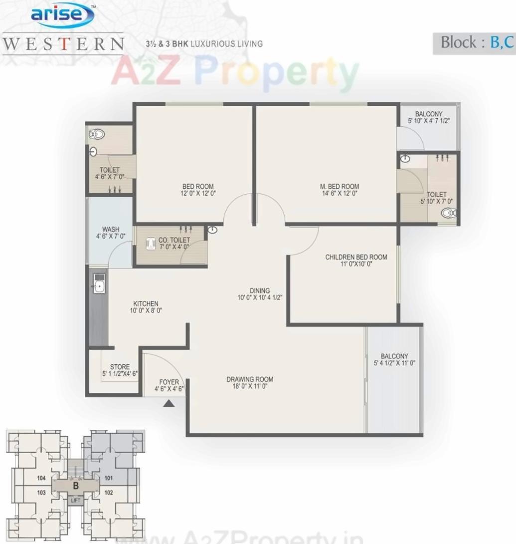 Layout of real estate project Arise Western located at Gota, Ahmedabad, Gujarat