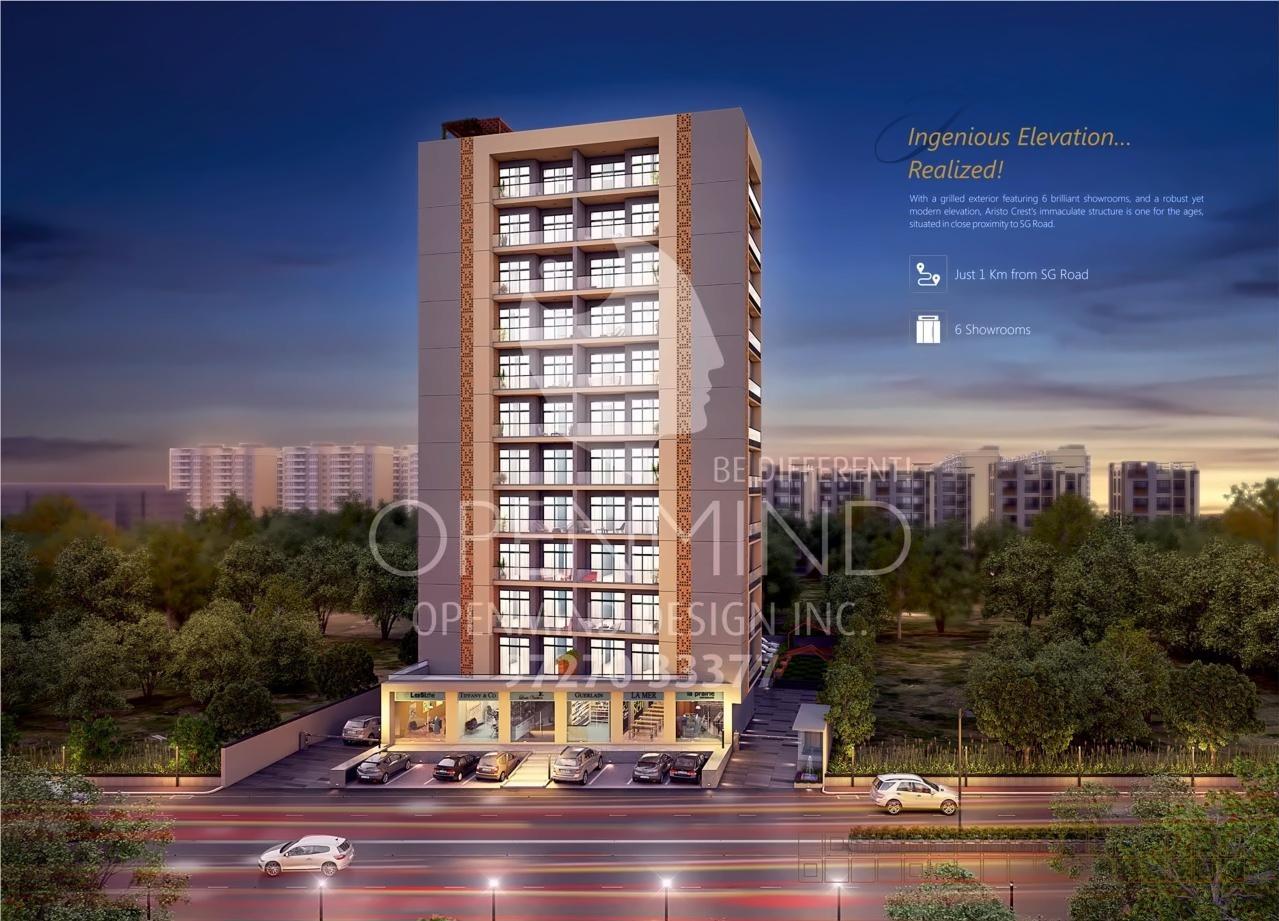 3D Elevation of real estate project Aristo Crest located at Gota, Ahmedabad, Gujarat