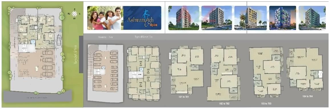 Layout of real estate project Ashwamegh Elysium located at City, Ahmedabad, Gujarat