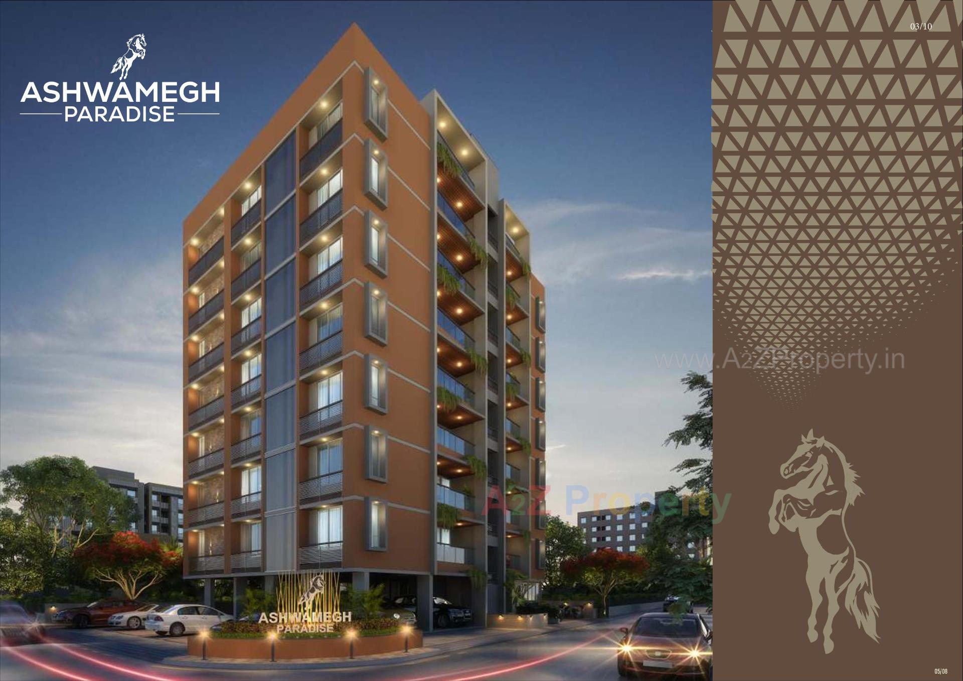 3D Elevation of real estate project Ashwamegh Paradise located at Kochrab, Ahmedabad, Gujarat