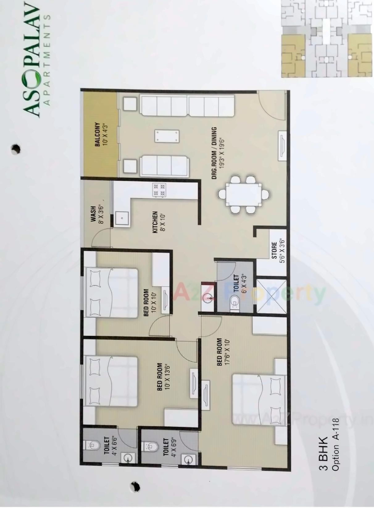 Layout of real estate project Asopalav Apartments located at New-wadaj, Ahmedabad, Gujarat