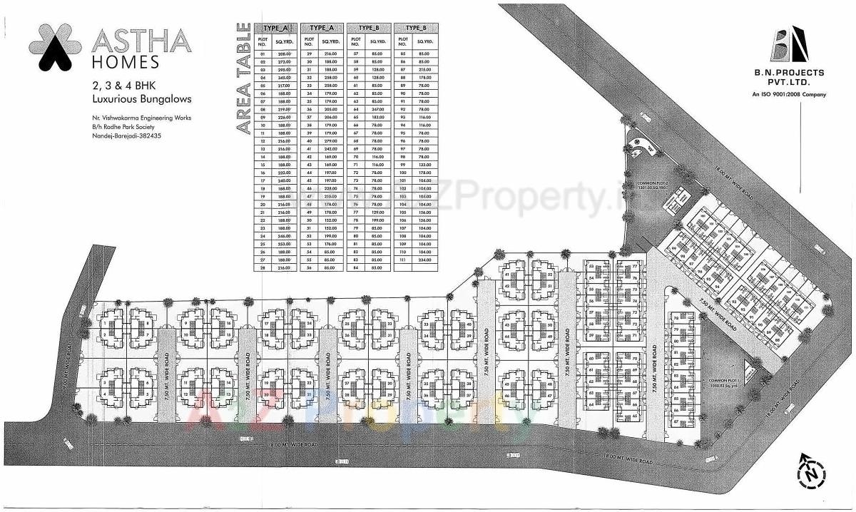 Layout of real estate project Astha Homes located at Nandej, Ahmedabad, Gujarat