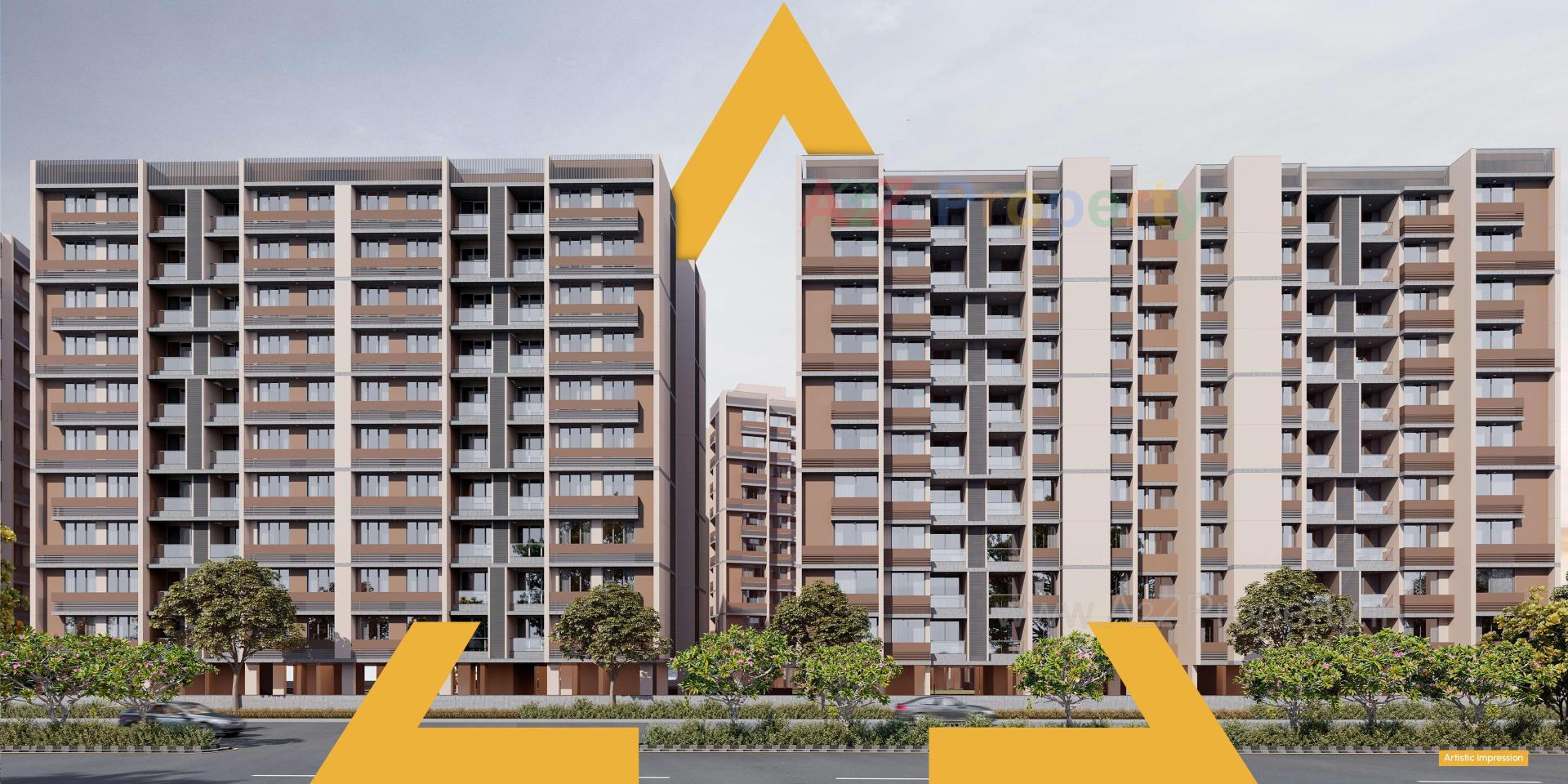 3D Elevation of real estate project Atrius located at Jagatpur, Ahmedabad, Gujarat