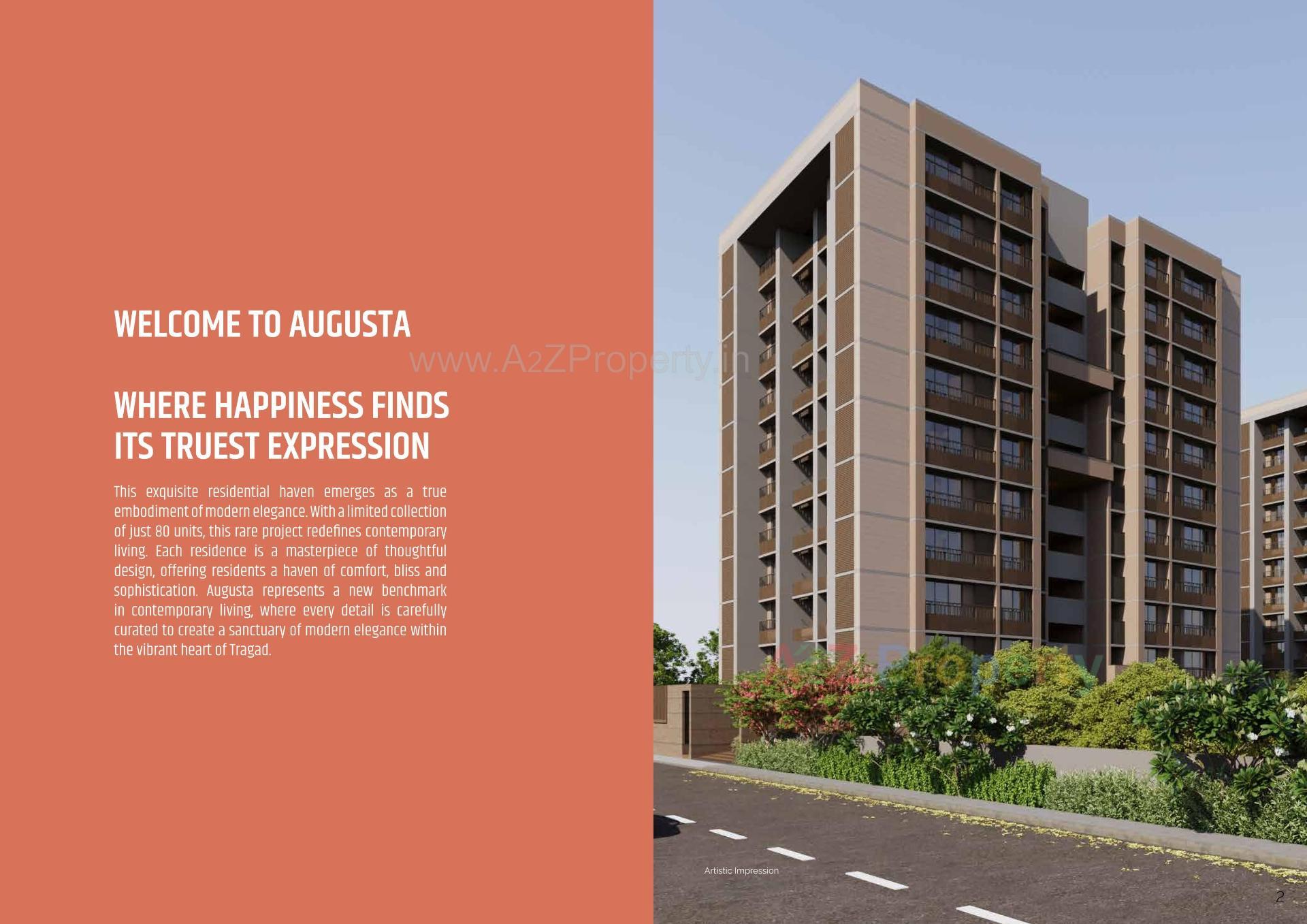 3D Elevation of real estate project Augusta located at Tragad, Ahmedabad, Gujarat