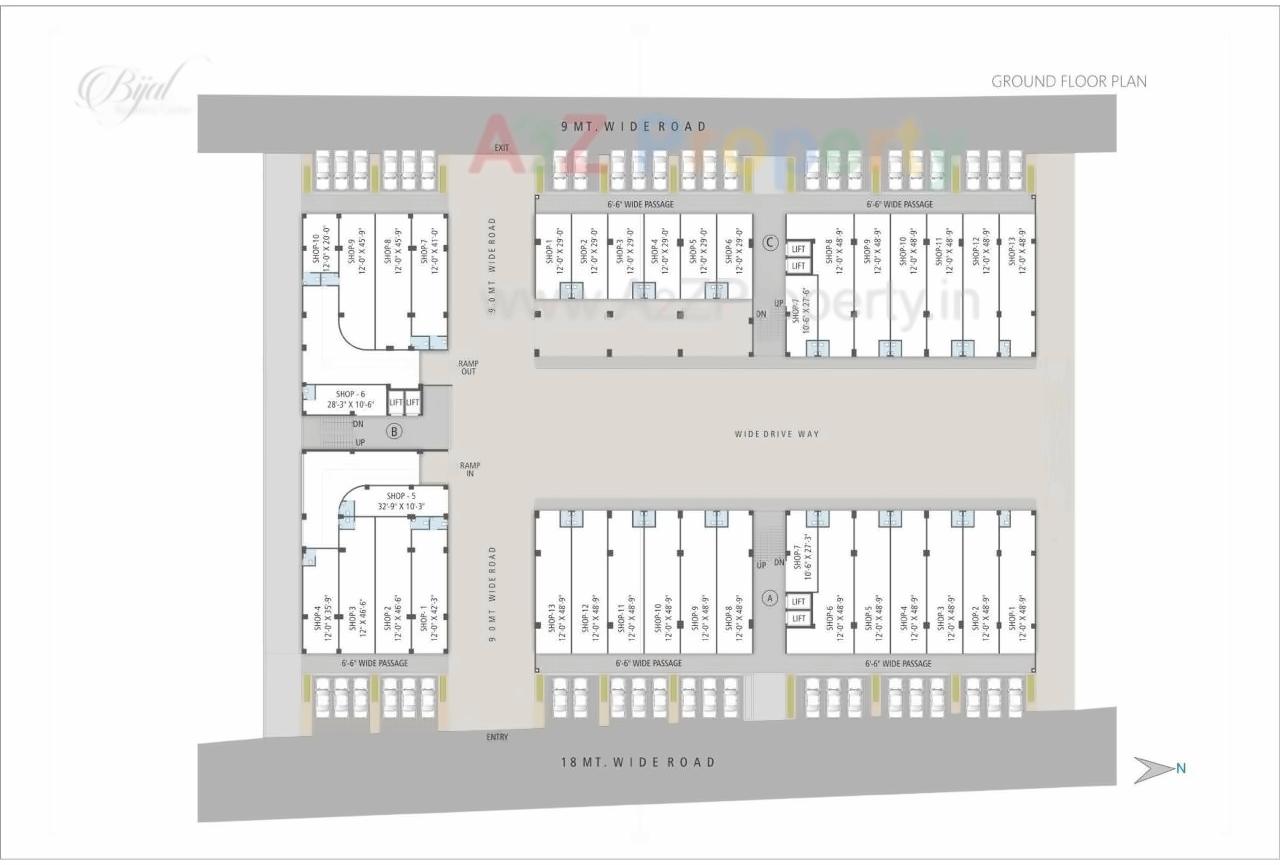 Layout of real estate project Bijal Business Centre located at Aslali, Ahmedabad, Gujarat