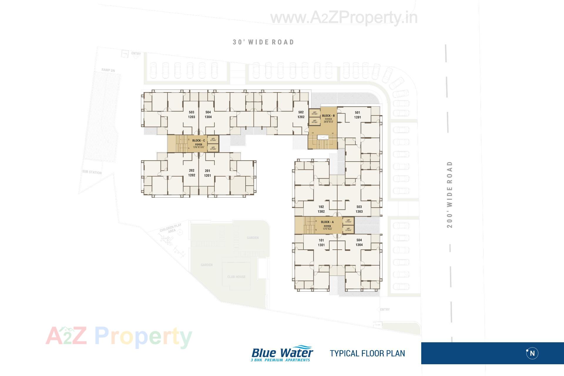 Layout of real estate project Blue Water located at Makarba, Ahmedabad, Gujarat