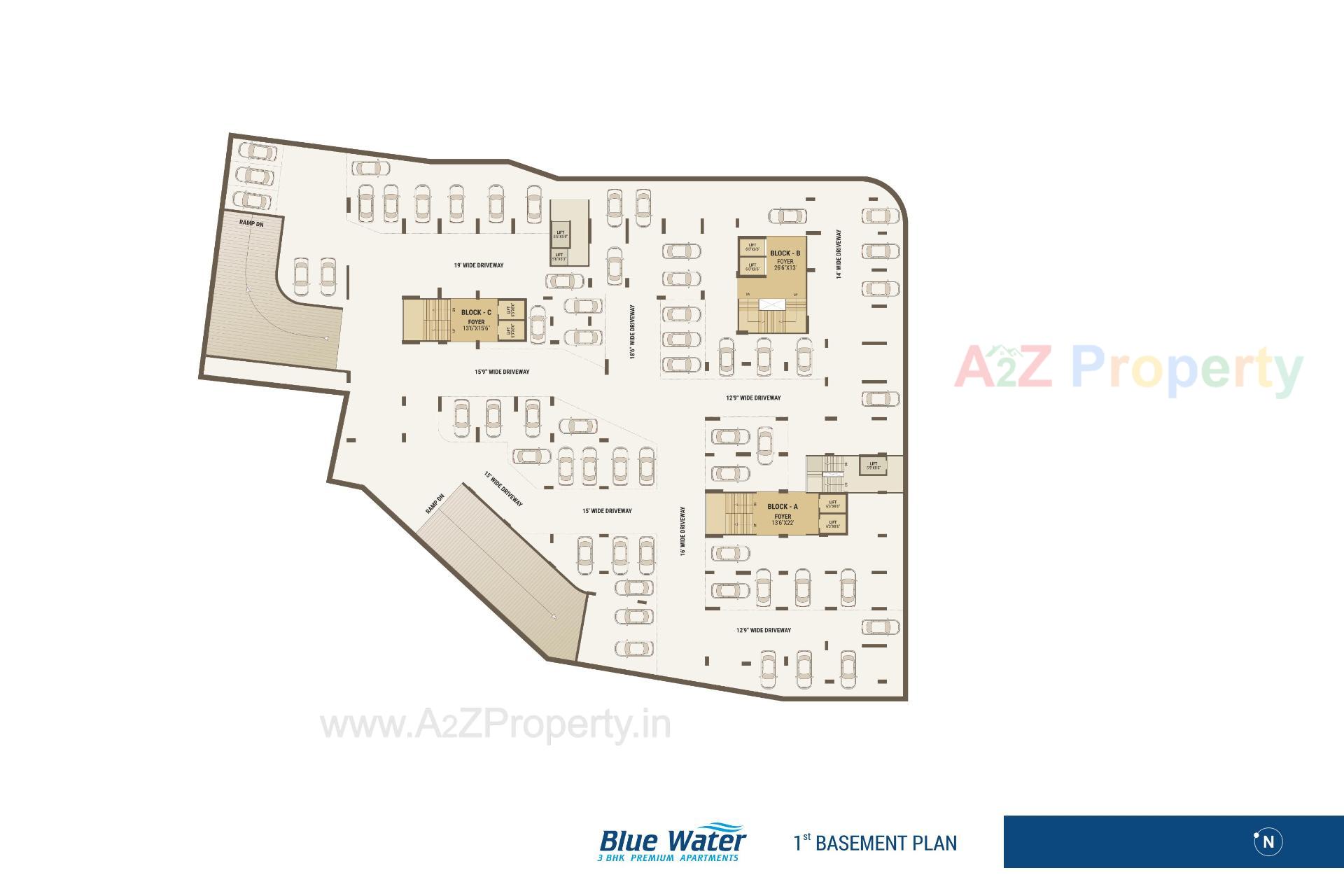 Layout of real estate project Blue Water located at Makarba, Ahmedabad, Gujarat