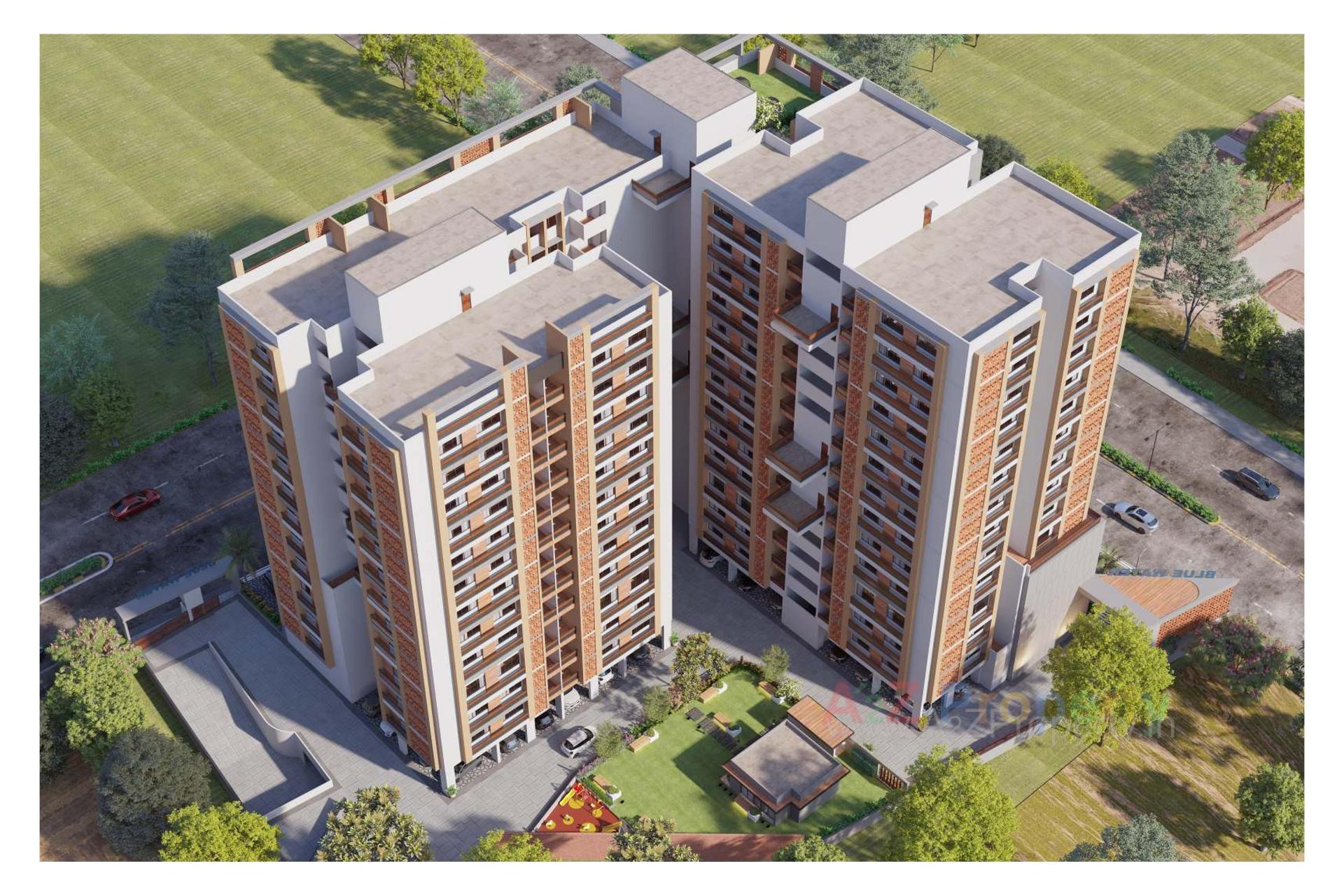 3D Elevation of real estate project Blue Water located at Makarba, Ahmedabad, Gujarat