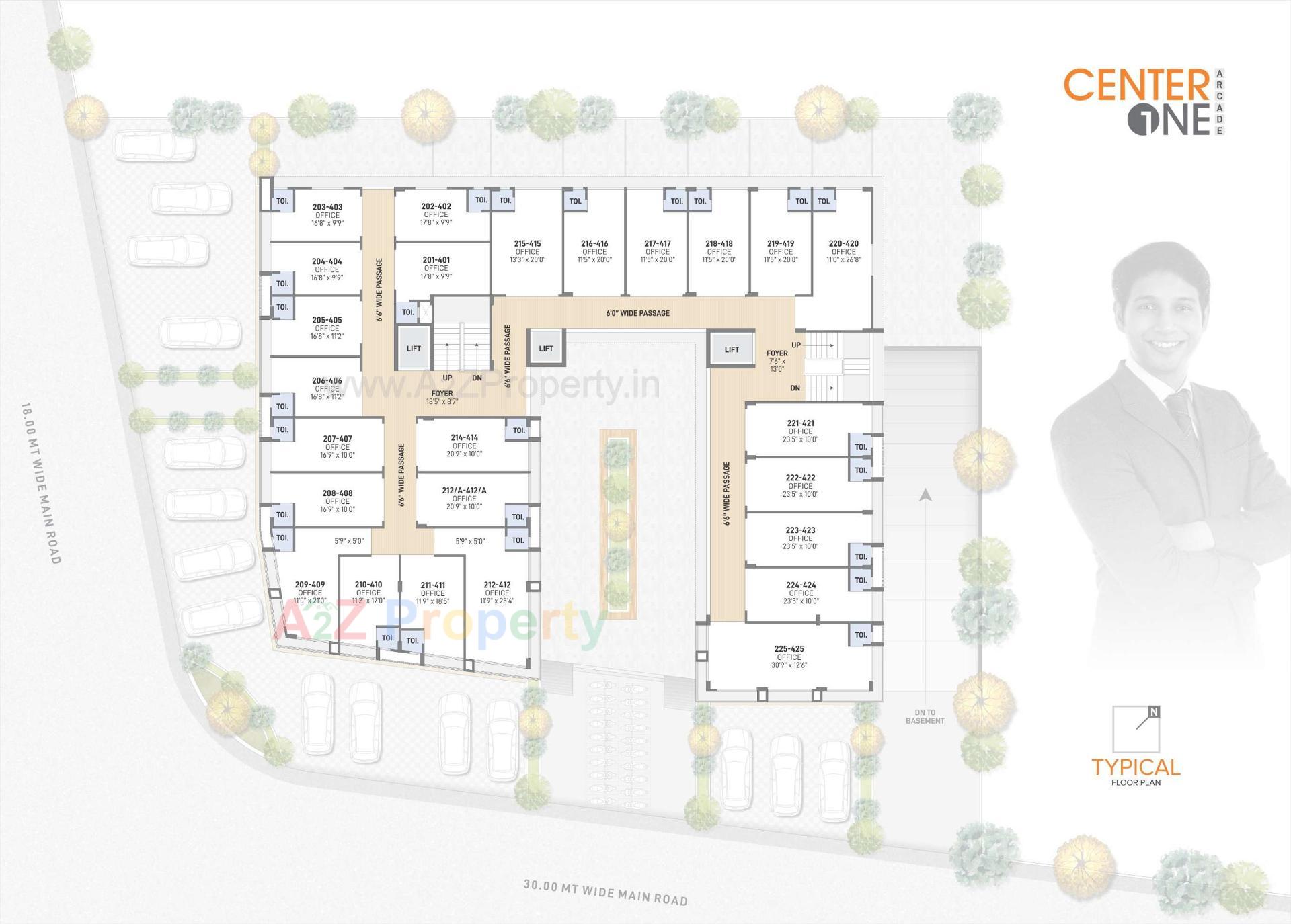 Layout of real estate project Center One Arcade located at Kathwada, Ahmedabad, Gujarat