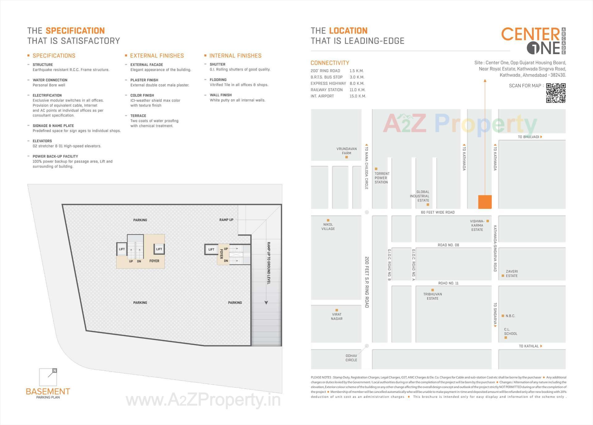 Layout of real estate project Center One Arcade located at Kathwada, Ahmedabad, Gujarat