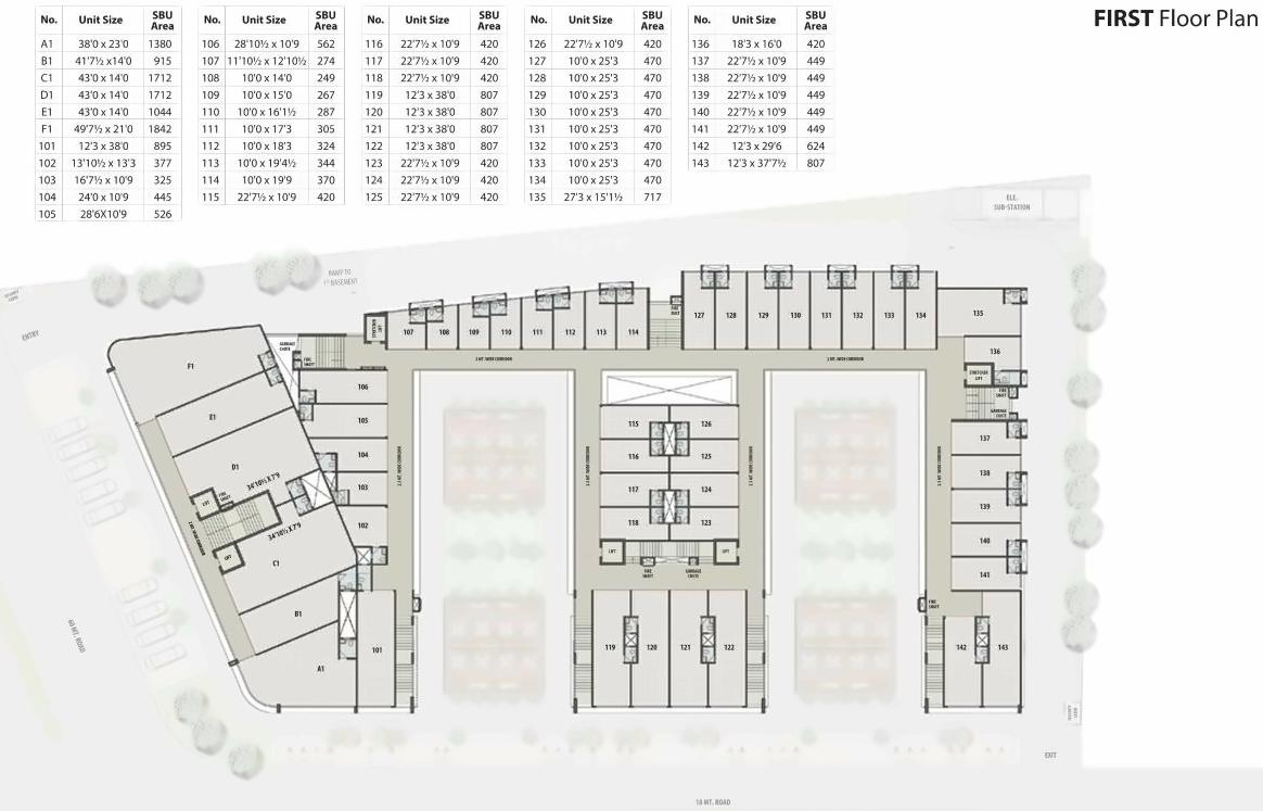 Layout of real estate project City Gate located at Thaltej, Ahmedabad, Gujarat