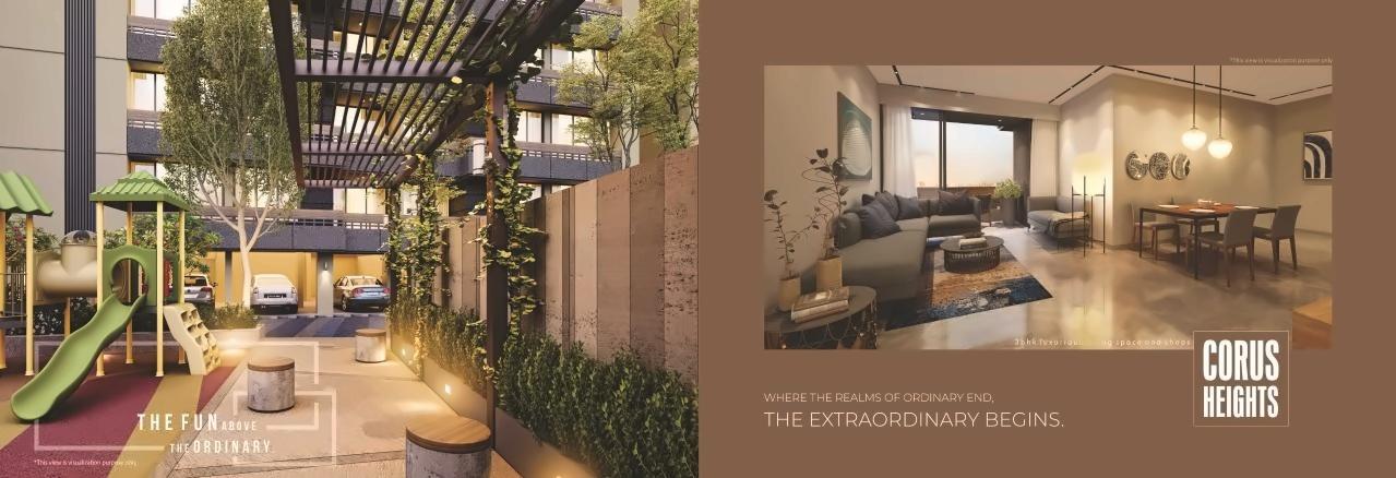 3D Elevation of real estate project Corus Heights located at Sola, Ahmedabad, Gujarat