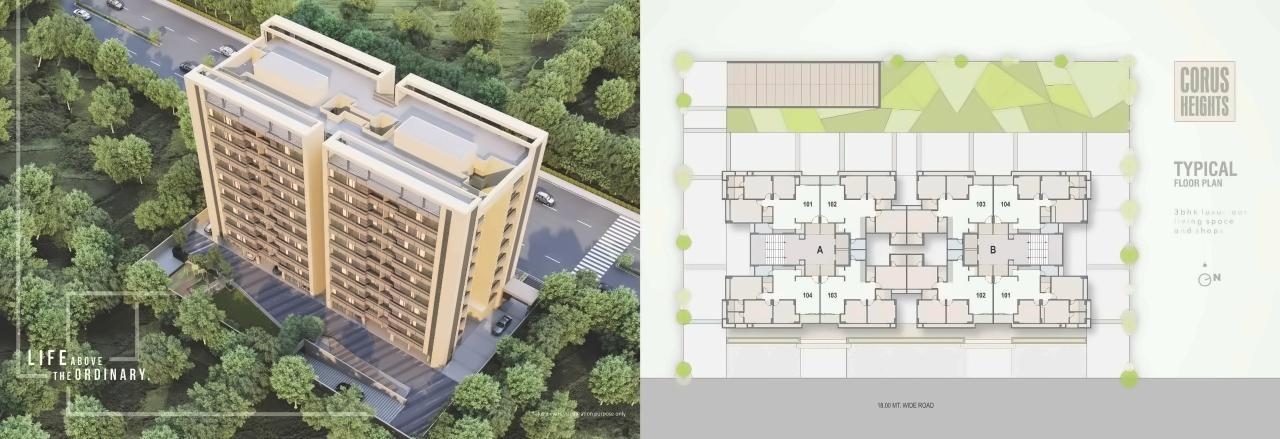 Layout of real estate project Corus Heights located at Sola, Ahmedabad, Gujarat