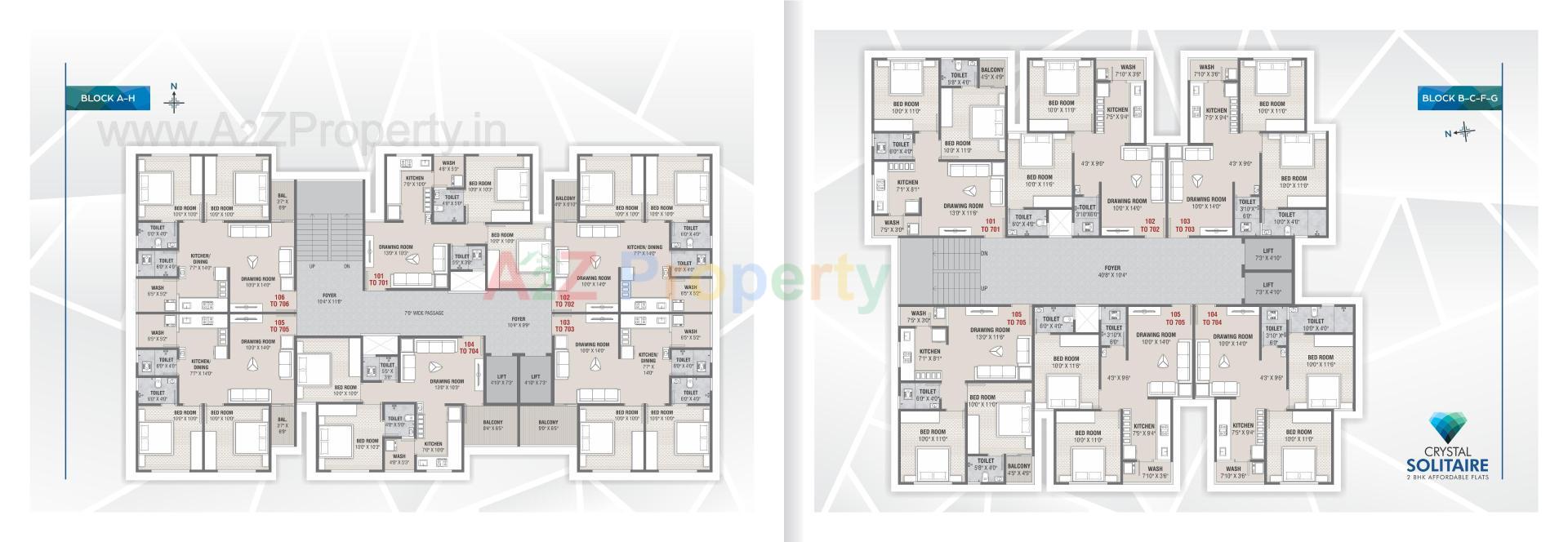 Layout of real estate project Crystal Solitaire located at Vinzol, Ahmedabad, Gujarat